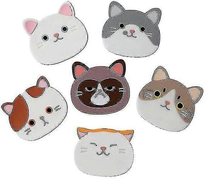 6-Pack Cute Cat Coasters Silicone Rubber Coasters