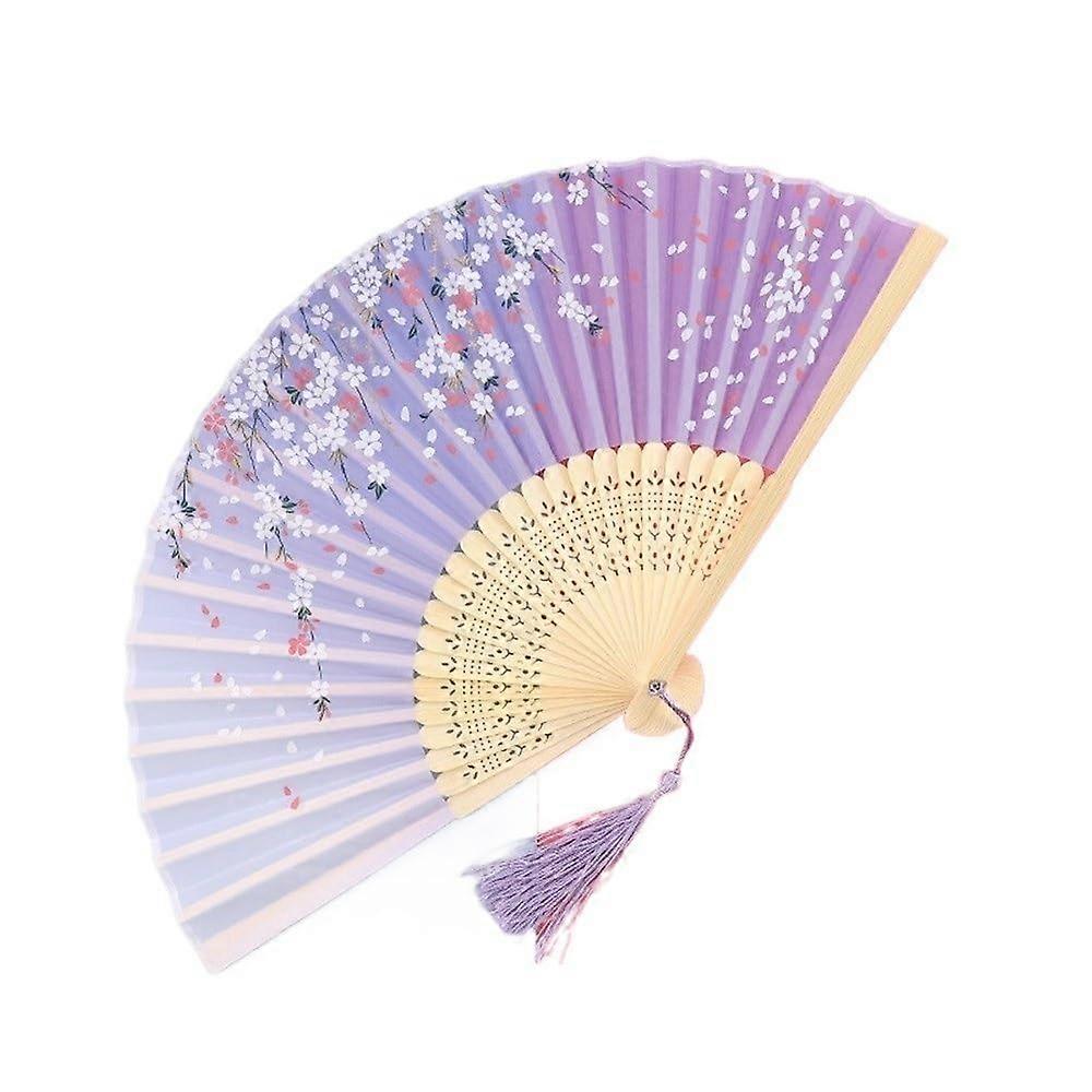 Cloth Gold Edge Fans Chinese Traditional Dance Fan Handmade Folding Decorative Chinese Style Size 13 Inches