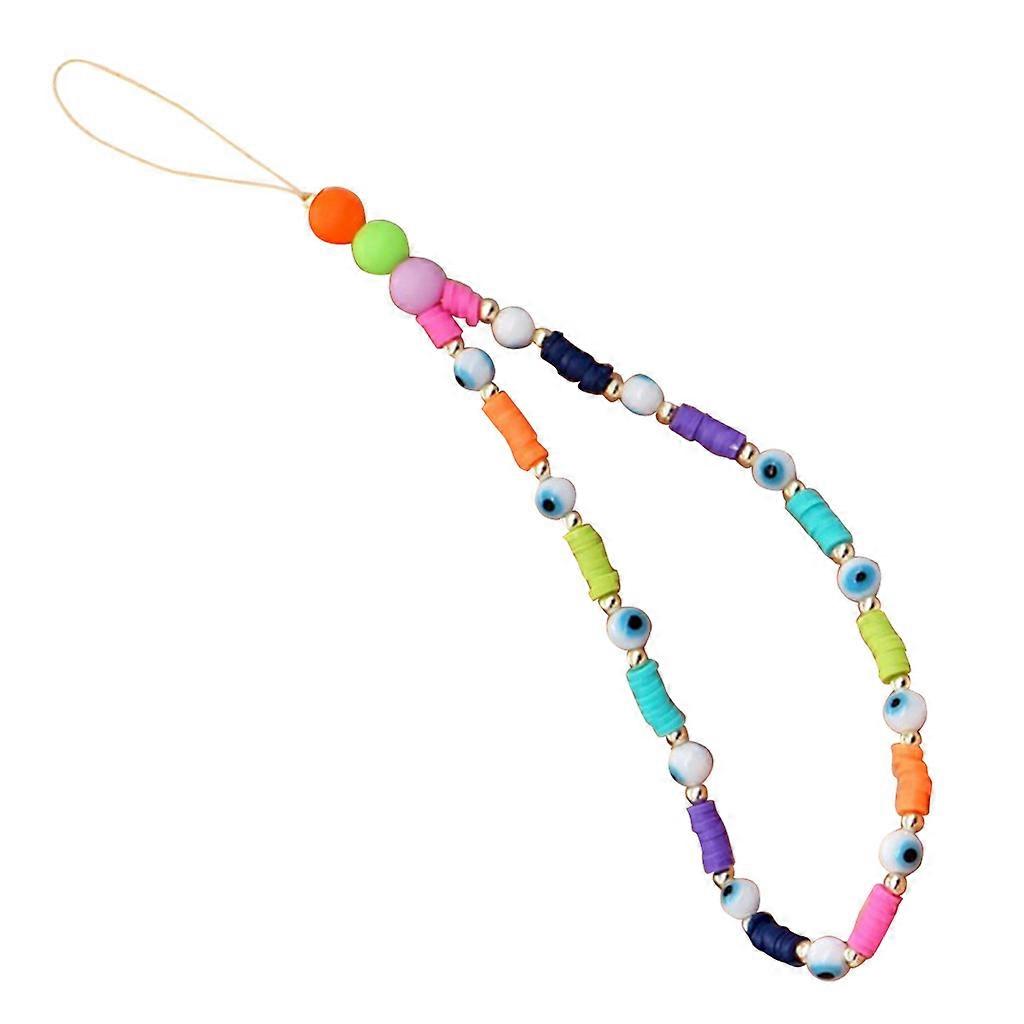 Rainbow Color Girly Style Soft Ceramic Pearl Seashells Beads Phone Chain Beaded Wrist Strap Hand Cell Phone Charm 19A