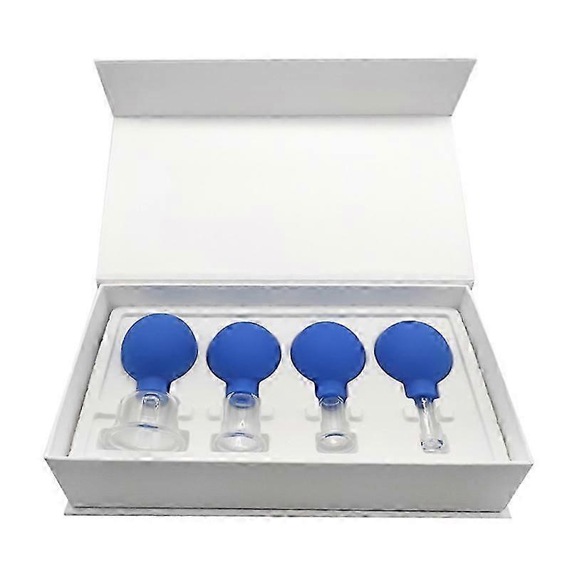 Set di 4 coppette massaggianti per il viso, set di coppette in vetro professionale con sfera in silicone