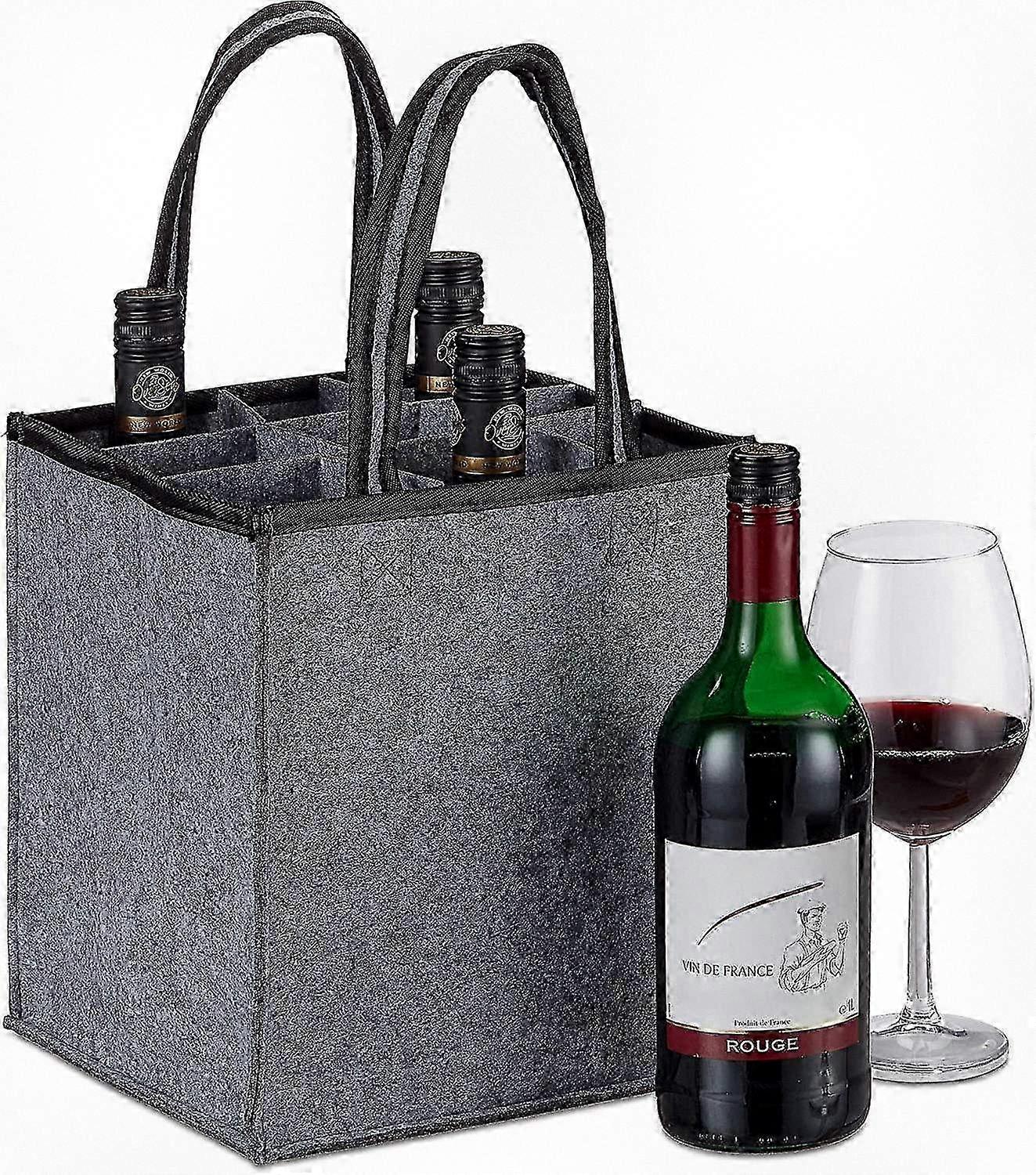 Harmaa viini- ja olutpullokassi - 9 pulloa, mitat 45x24x24 cm