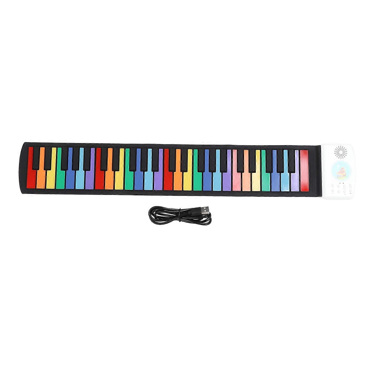 Portable 49-Key Roll Up Piano with 47 Timbres, 14 Demos, Headphone Jack for Kids