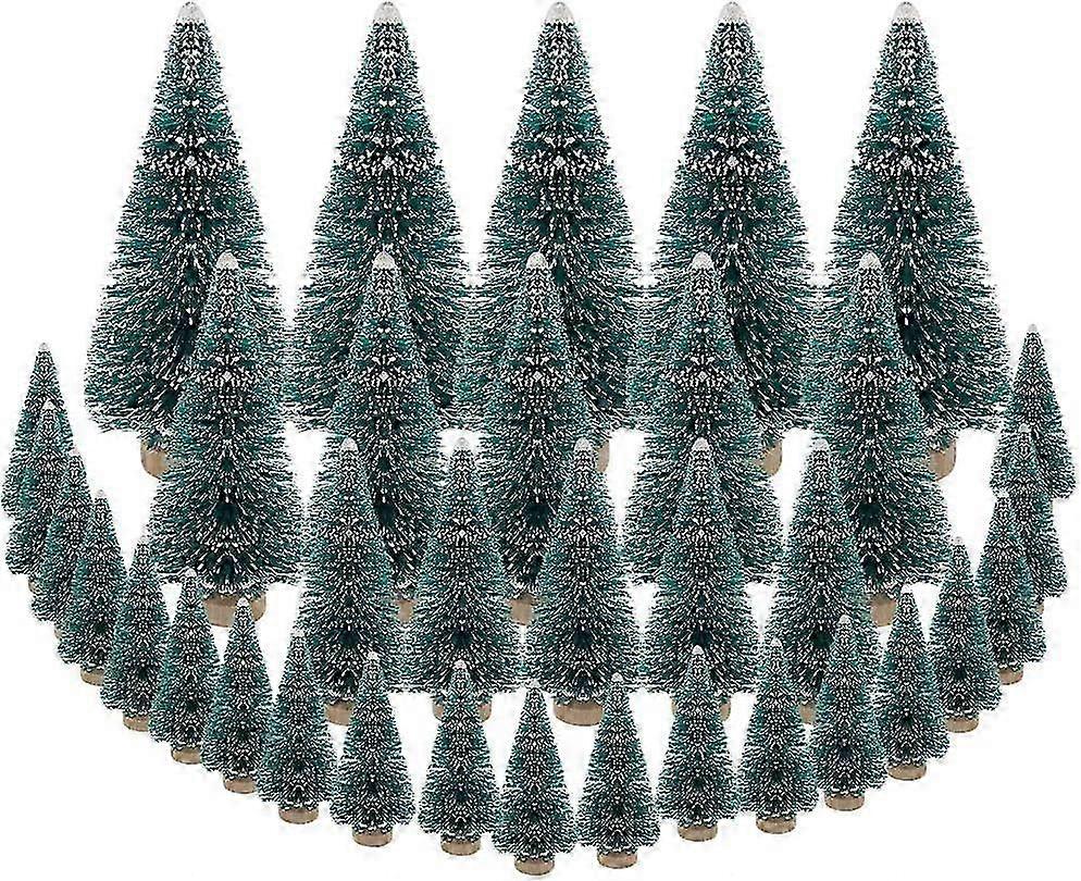 35Pcs Mini Artificial Christmas Trees with Wooden Base Ideal for Christmas Decoration, Bedroom, DIY Projects, and Parties - Available in 4 S