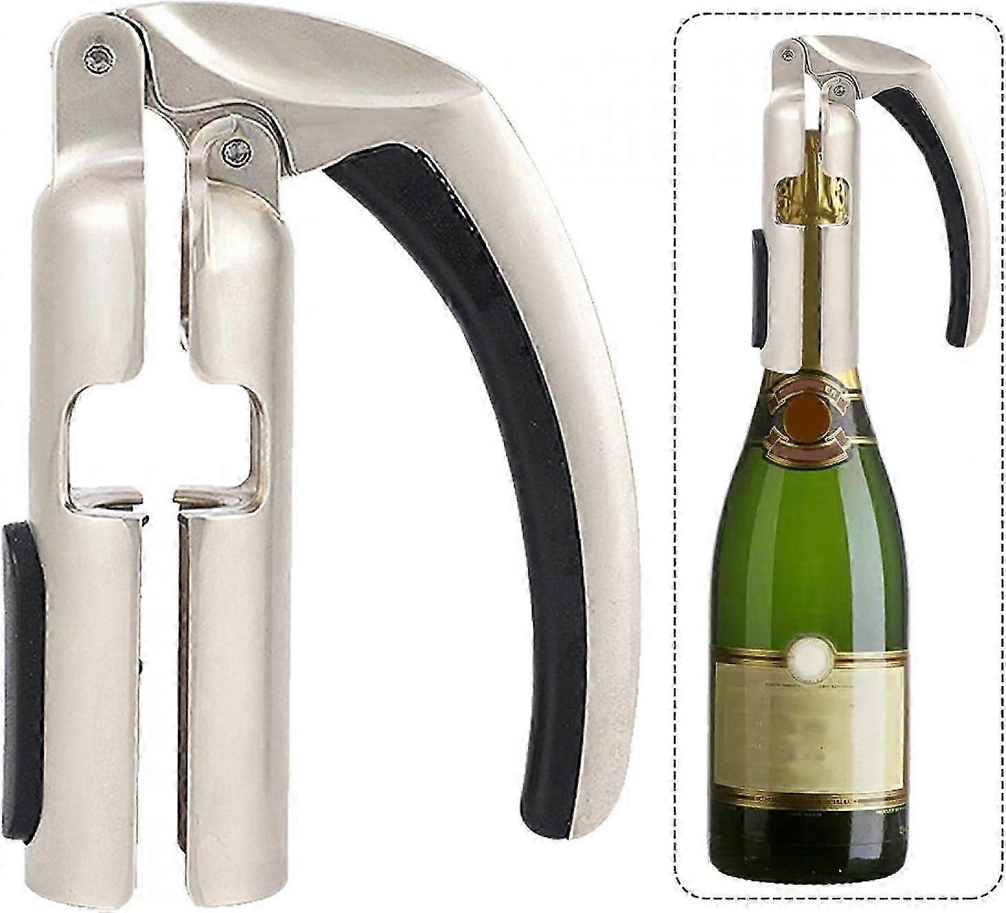 Sparkling Wine Cork Puller, Champagne Bottle Opener Lever Action For Effortless Cork Removal, Zinc Alloy & Abs Material Ergonomic Design, Gift For 202