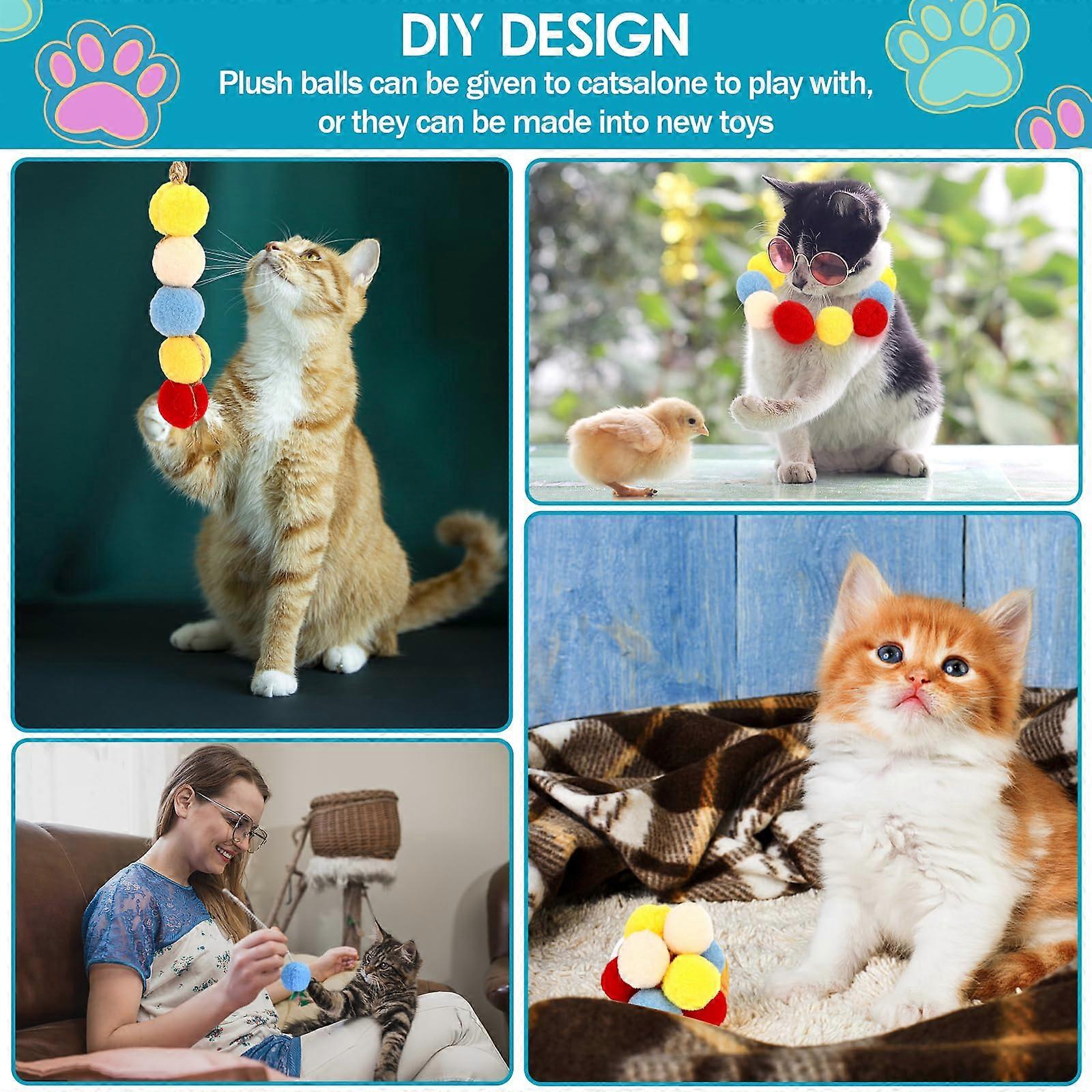 Kitten Pompom Toy Balls Plush Kitten Pet Toy Balls Soft Cat Balls Cat Toy 50 Balls