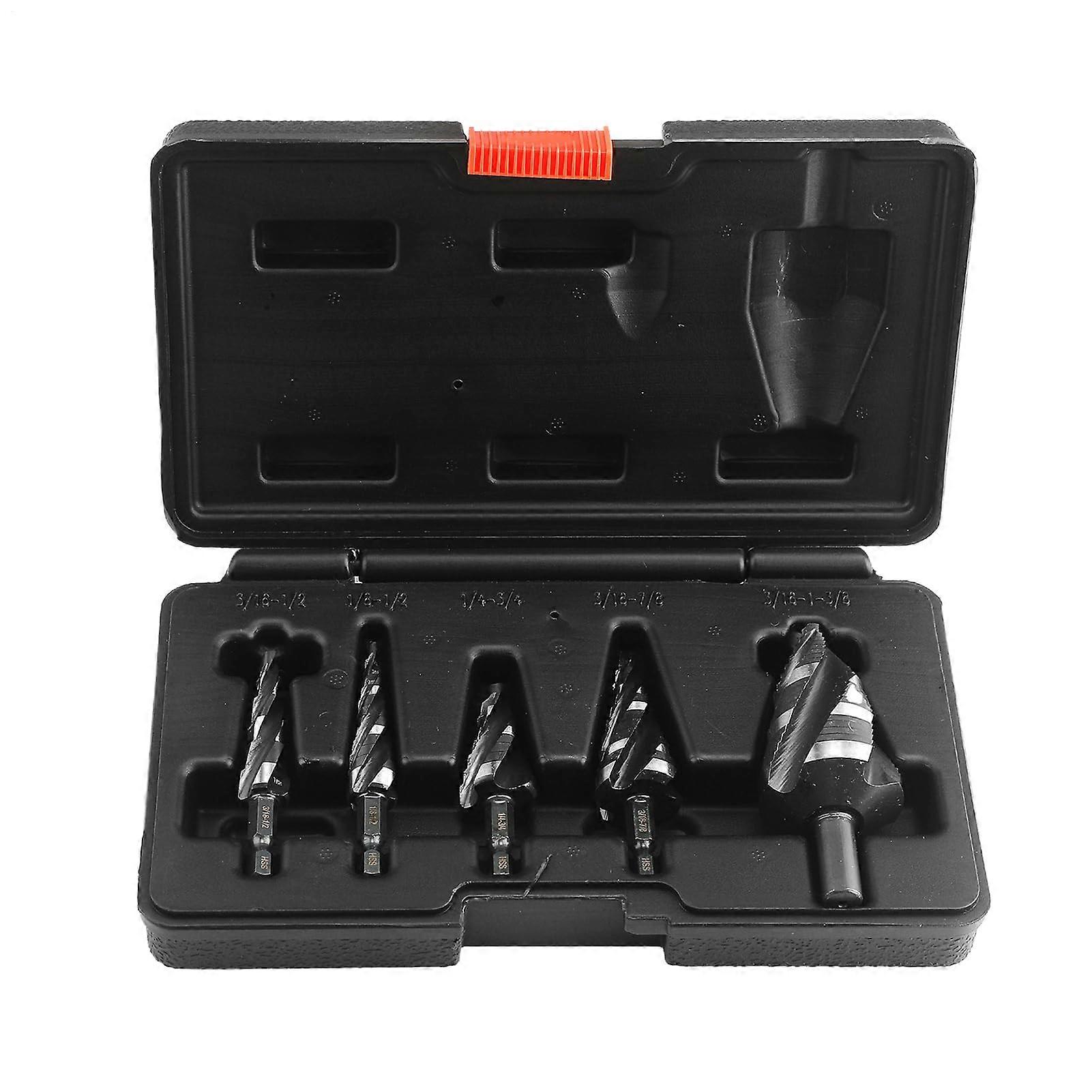 Step drill, step drill set, robust HSS highspeed steel spiral tools for metal processing black
