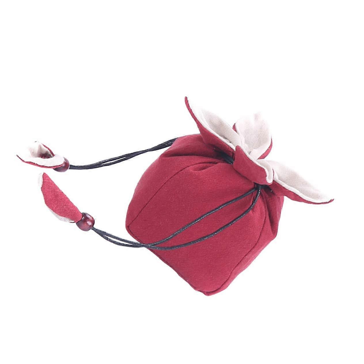 Tea set bag case set storage travel bag rustic wooden bead closure for Kung Fu tea