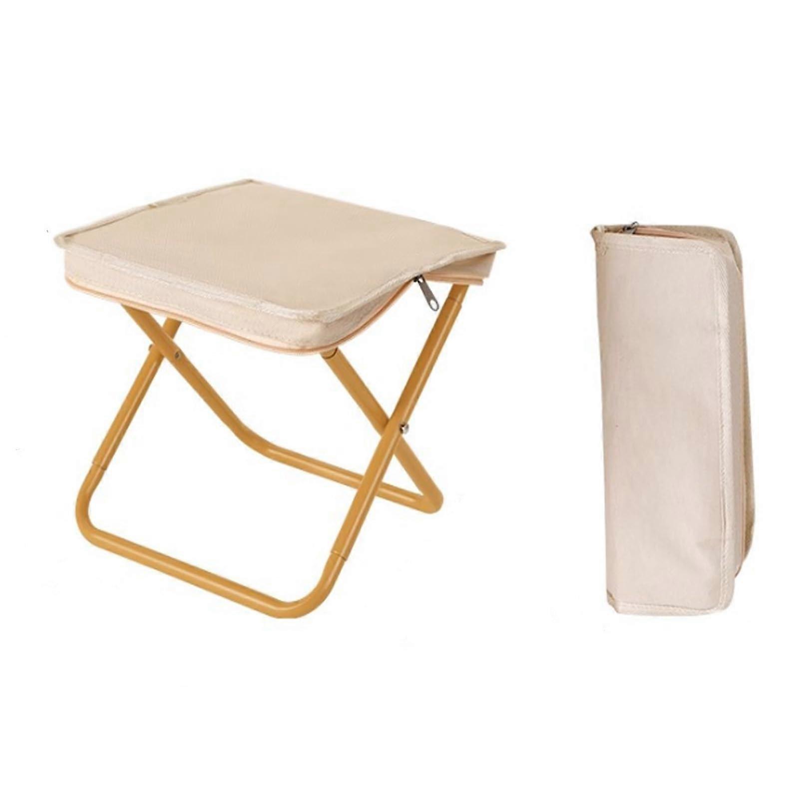 Camping Stool, Folding Stool with Storage Bag Beige