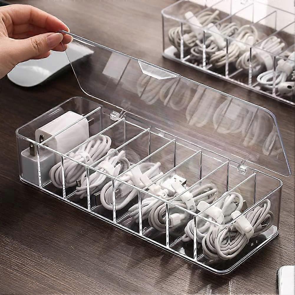 Cable Management Box with Transparent Plastic Cover, Large Cable Organizer for Sockets and Wires, Tidy Storage Solution