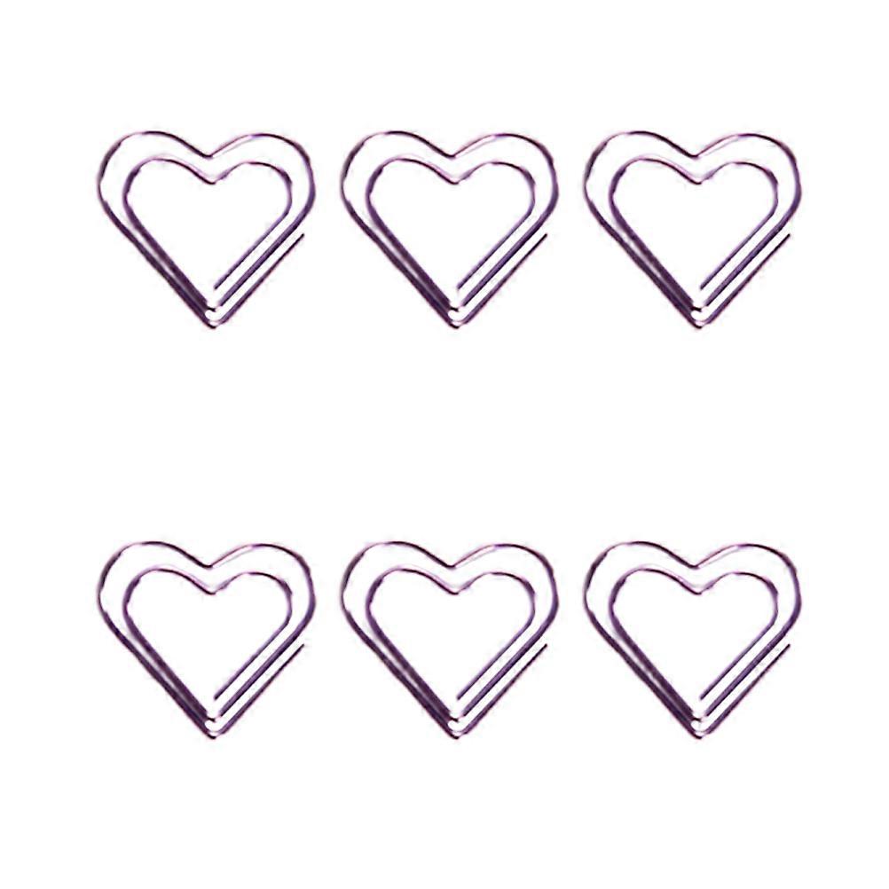 Mini Paper Clips Heart Shaped Purple Metal Clamping Documents Simple Design For Office Use 20Pcs