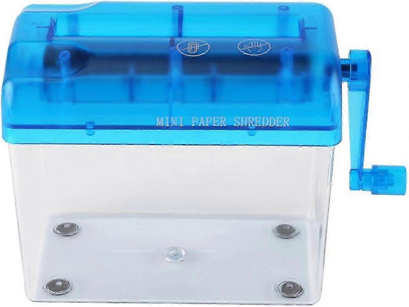 Portable Mini Paper Shredder, A6 Hand Crank Shredder Tool for Paper Cutting (Blue) Suitable for Various Brands