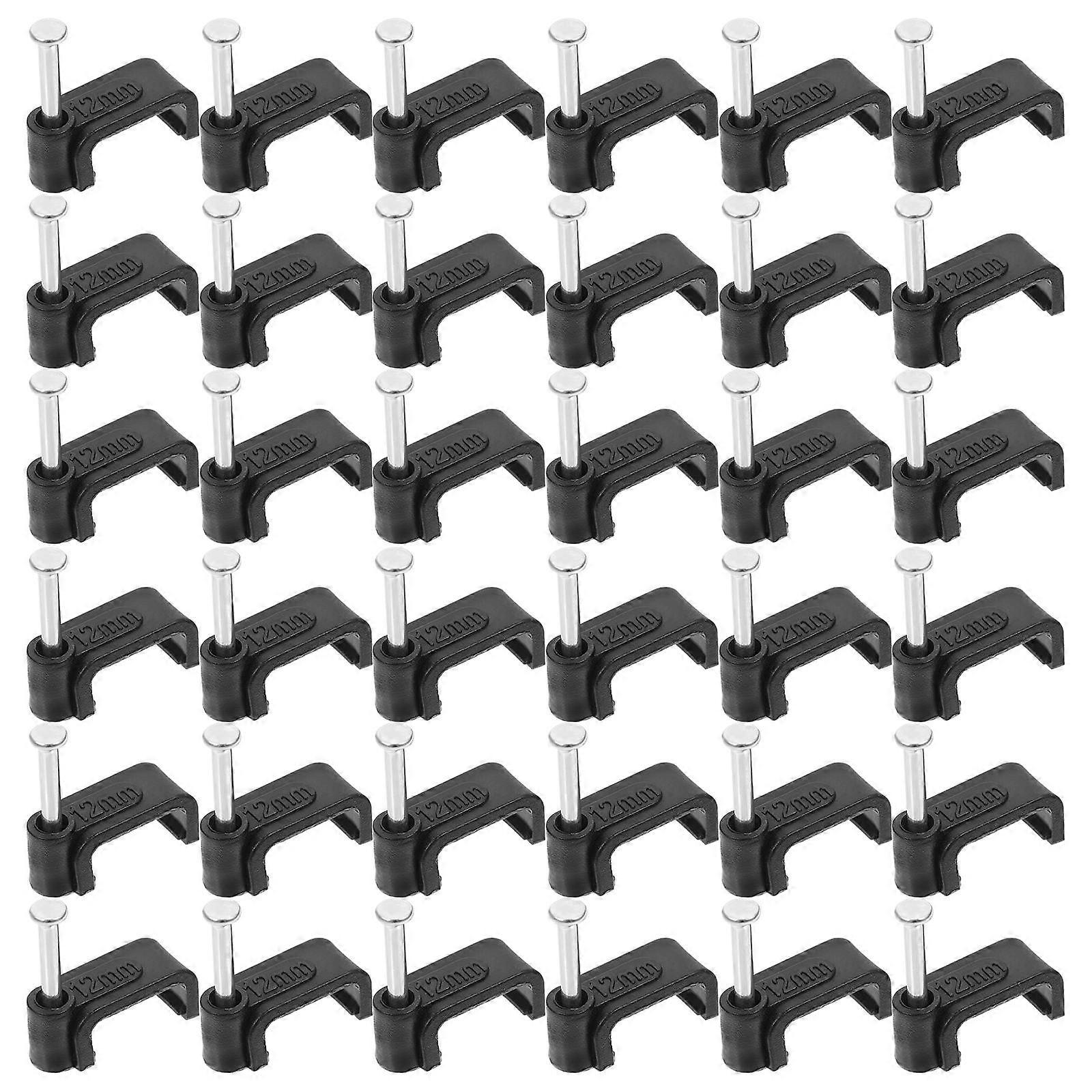 100Pcs Black J Hooks Half Clamps with Nails Support Fixing Tools