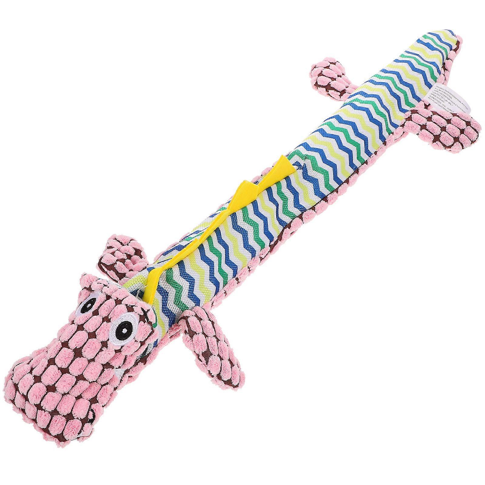 Interactive Dog Toys Teeth Cleaning Plush Material Crocodile Shaped Pet Toy for Indoor Play 1Set