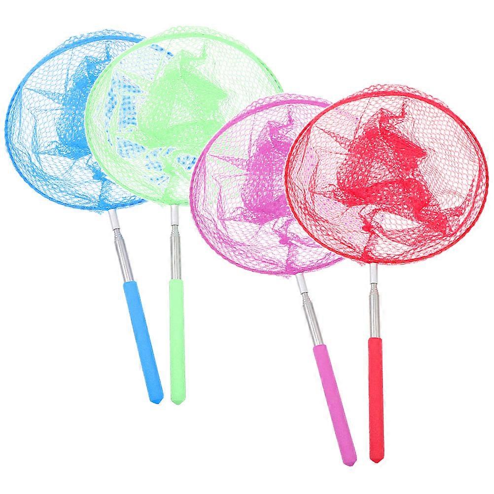 Fishing Net Set Telescopic Butterfly Net For Nature Exploration Families 4Pcs Purple Nylon Catching Butterflies