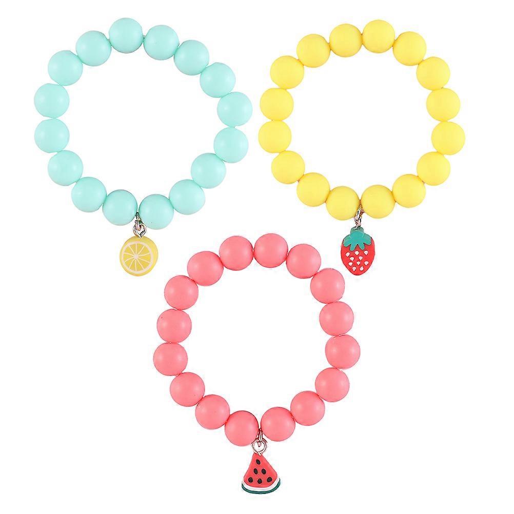 Girls Fruit Bracelets Toddler Bracelets Kids Party Favours 7 5Cm Grind Arenaceous Bead Fruit Shape Pendants 3Pcs