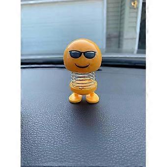 Shaking head toy car ornament head doll cute cartoon funny shaking head robot cute car dashboard decoration car (cool) yellow