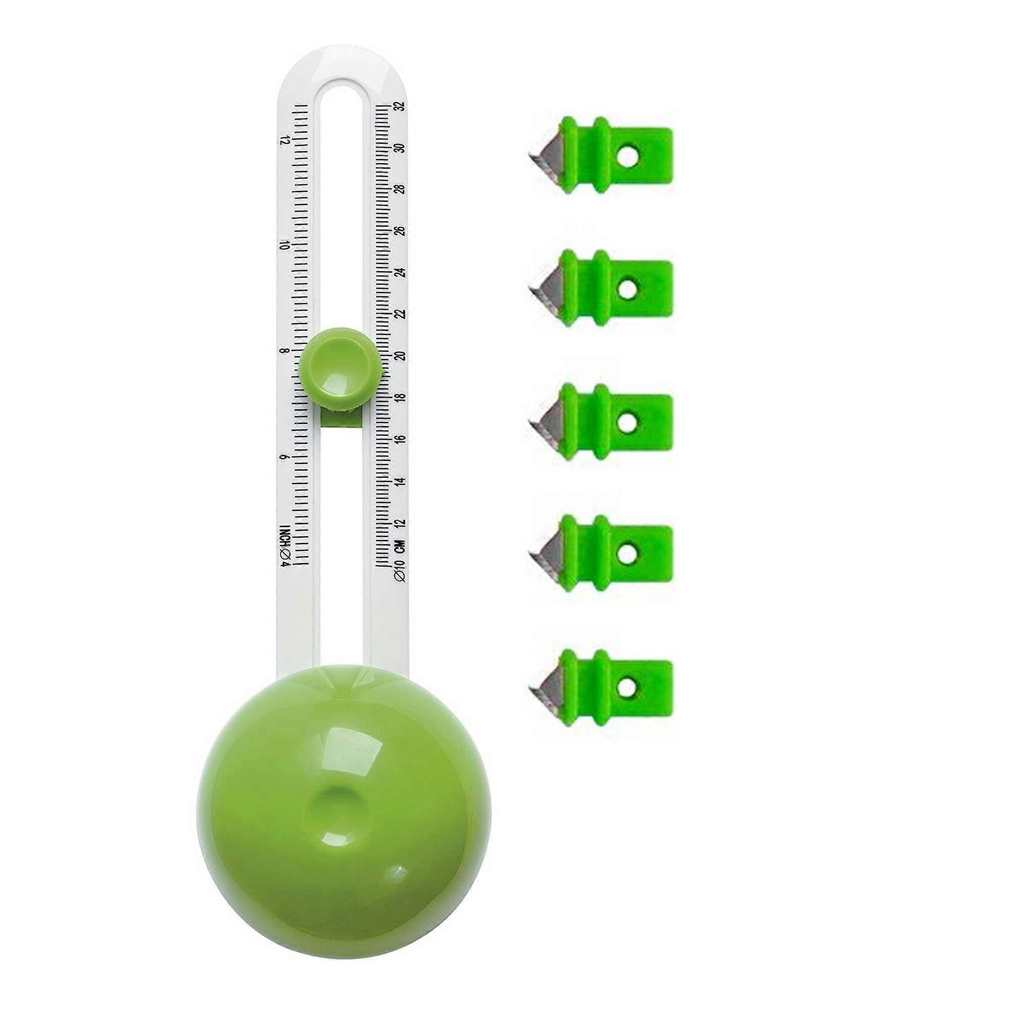 799500 Circular Cutter for 10-32 cm Diameter, Includes 3 Blades, Protective Cap, Green/White, 5 Replacement Blades