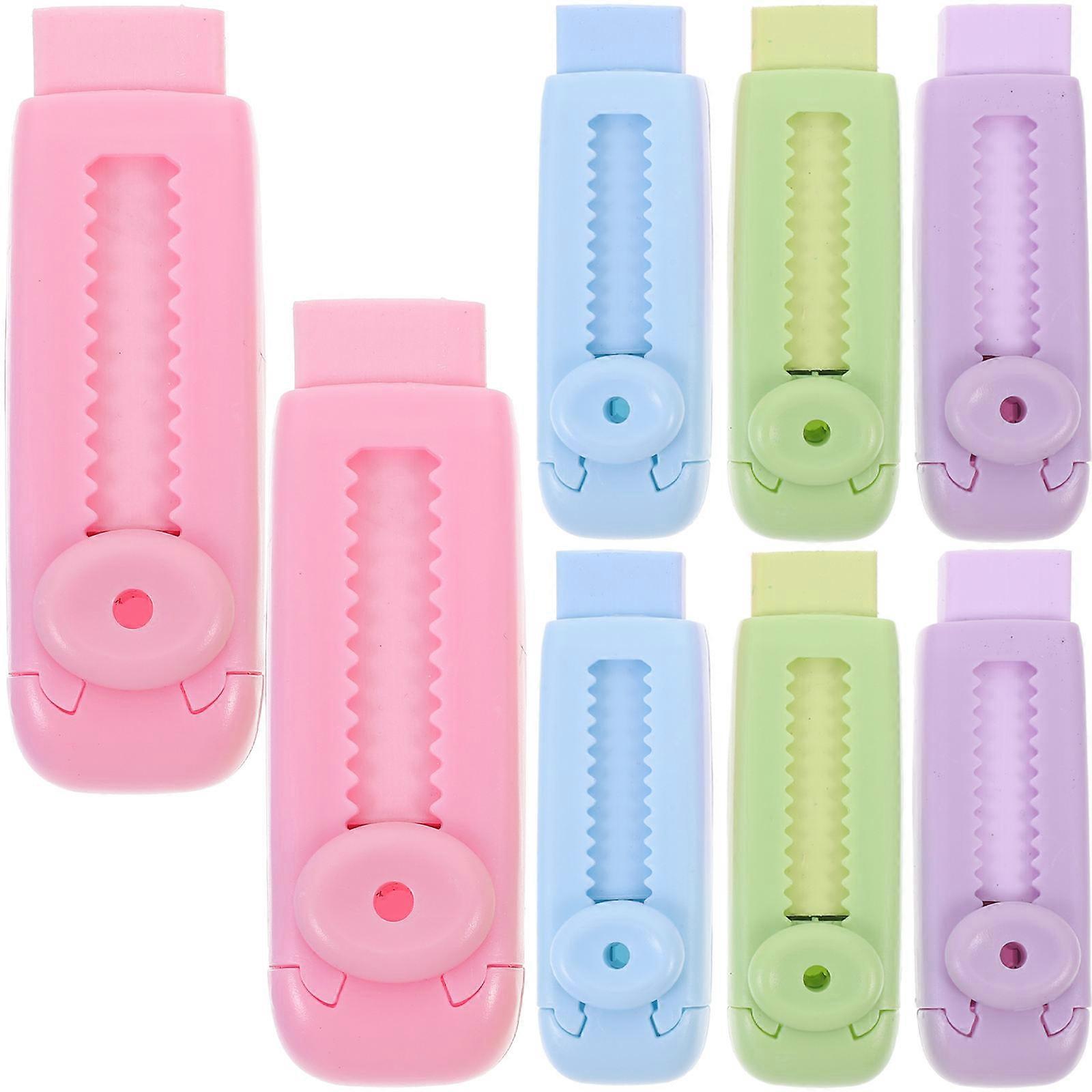 8pcs Retractable Erasers for Students, Sliding Design, Multi Use, School and Test Friendly, Fun and Practical