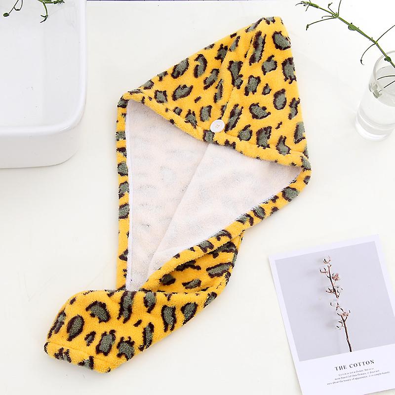 Beau cadeau enveloppe de serviette en microfibre imprimé léopard, serviette à cheveux super absorbante et à séchage rapide, serviette à séchage rapide avec conception de bouton comme cadeau pour m