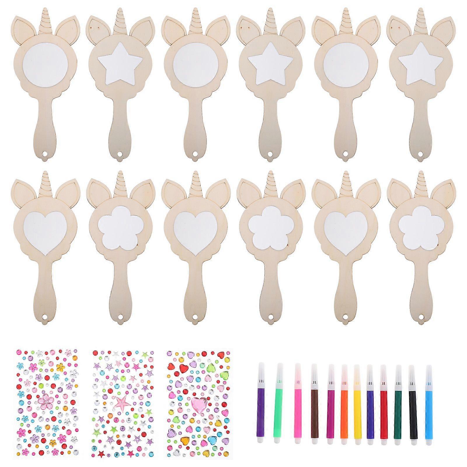 1 Set Craft Accessory Unfinished Mini Mirror Delicate Hand Mirror Cute Hand Mirror Hand Mirror Unfinished Handheld Mirror