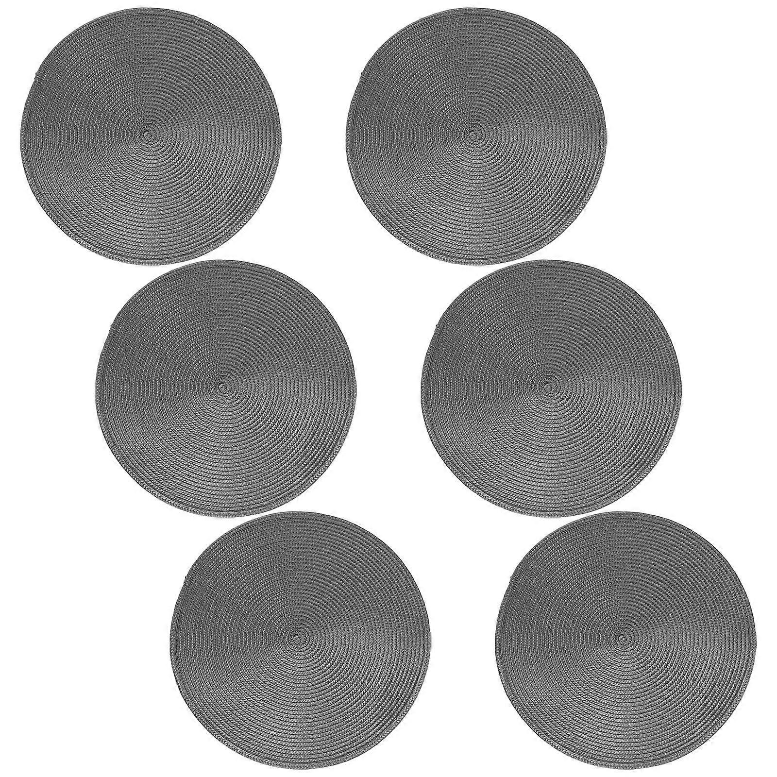 6pcs Non Slip Round Placemats, Heat Resistant Woven Table Mats for Dining, Family Gatherings, and Daily Use – Stylish and Wipeable American Style