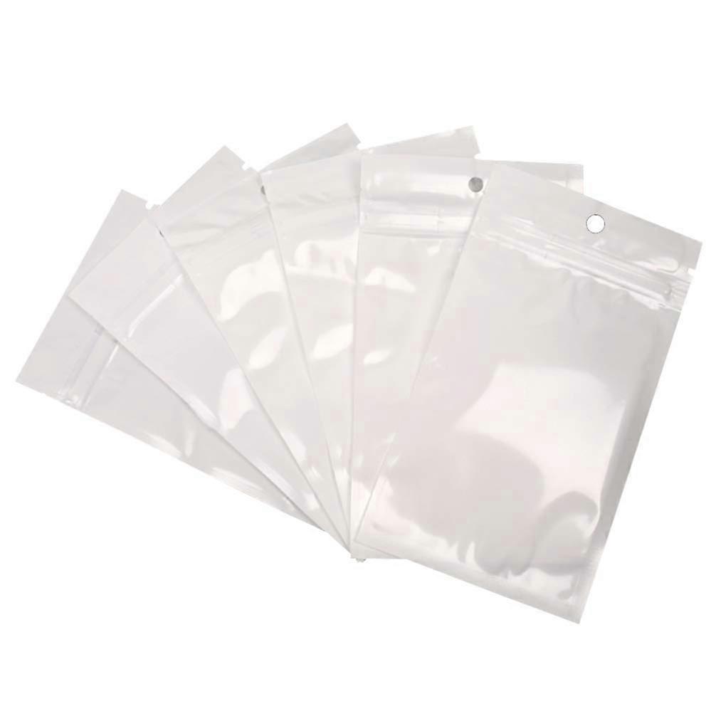 Pack of 100 Transparent Ziplock Bags 14 x 17 cm with Hole for Food Kitchen Home Jewelry Packaging White Plastic Bags