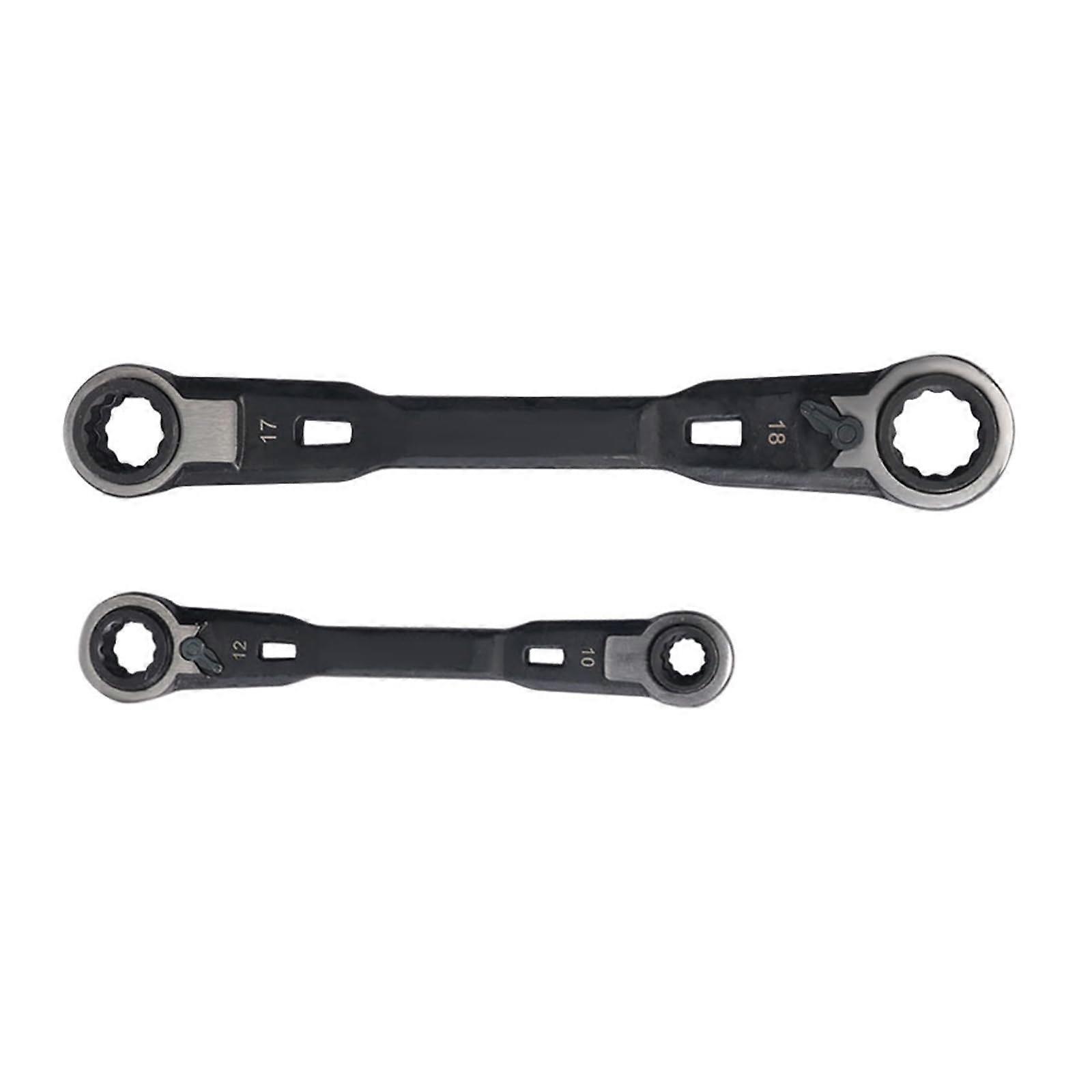 4-in-1 Adjustable Wrench Set, 2-Piece Ratchet Combination Spanner, Portable Repair Tool for Mechanics