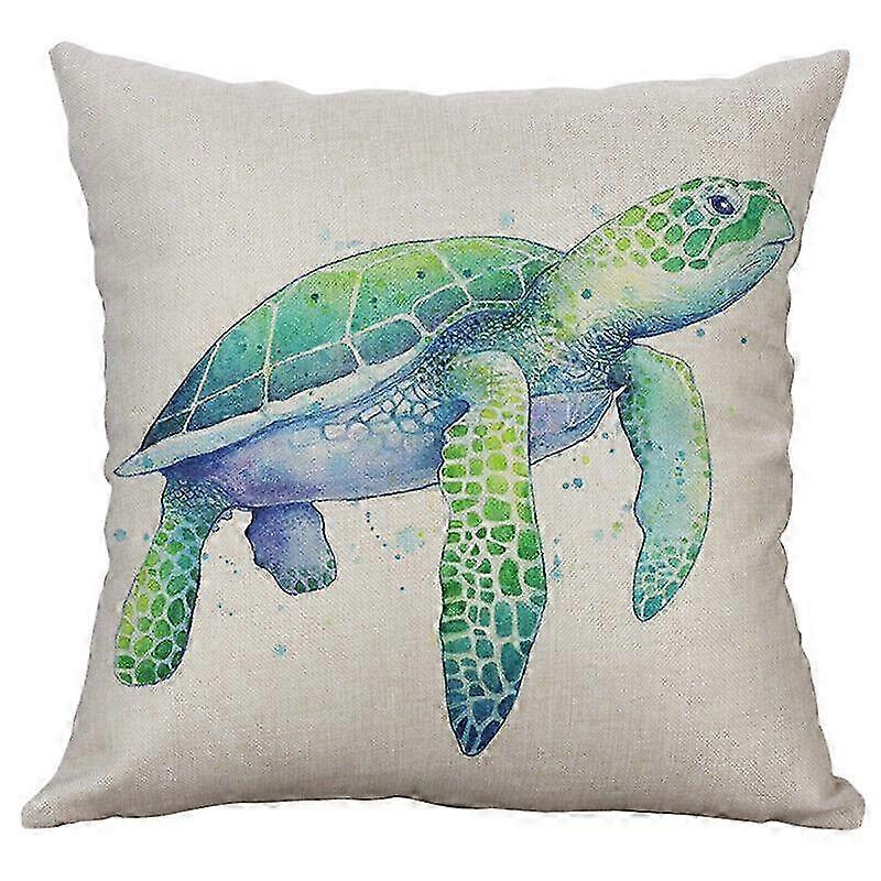 Retro Fish Print Cotton Linen Sofa Waist Cushion Cover Pillow Case Home Decor Design