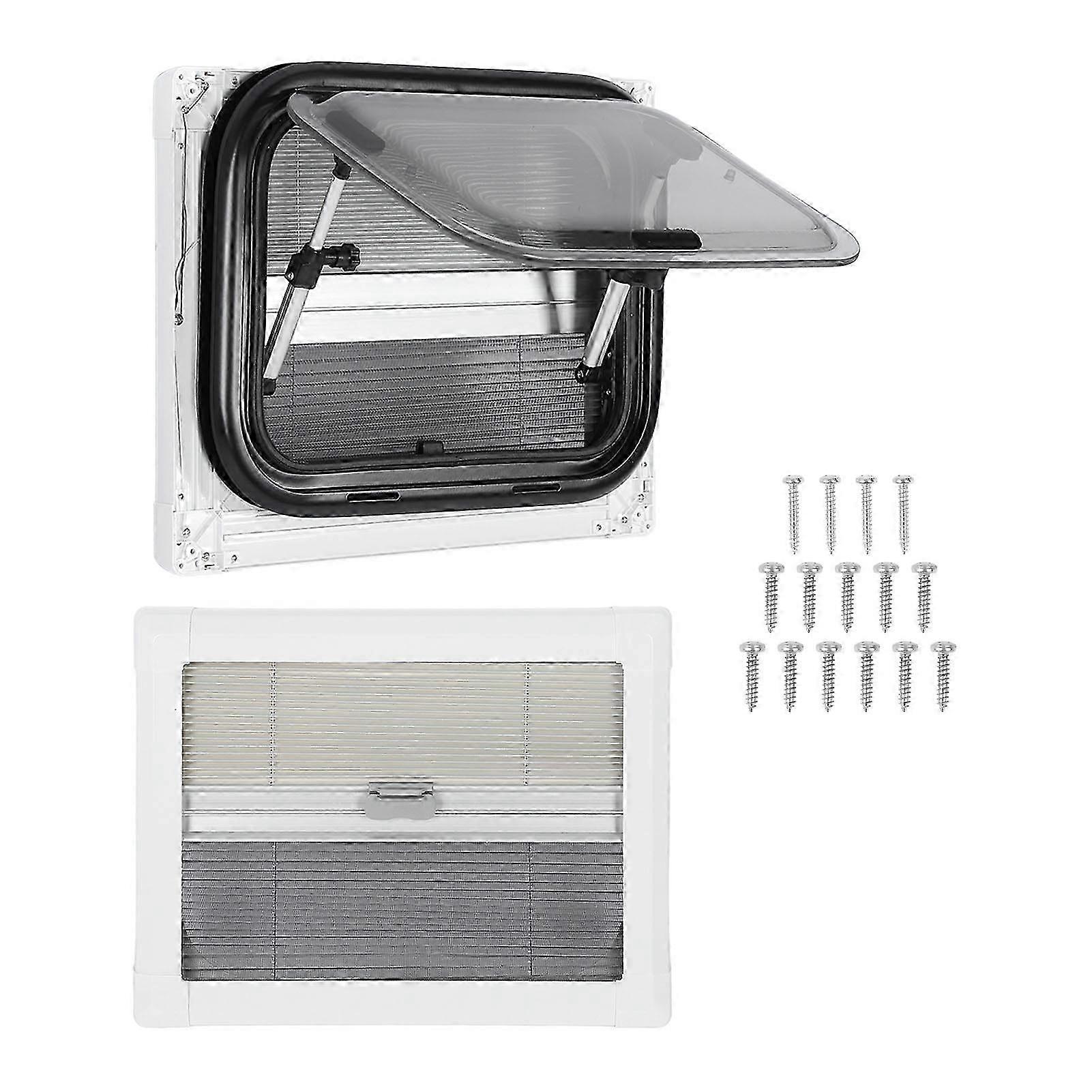 Rv Exit Window 16 X 12in Acrylic Glass Aluminum Alloy Frame 75 Deg Open Angle Push Out Window For Trailer Caravan
