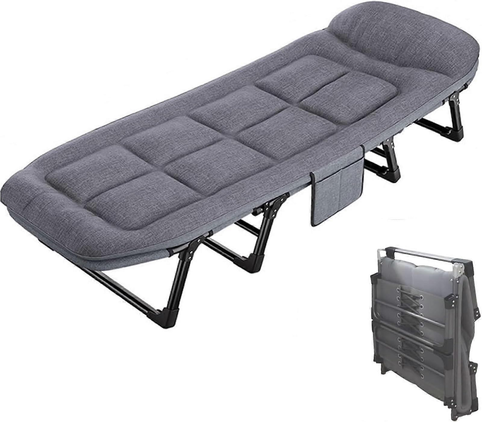 Carp Bed Chair With Mattress, 6-Position Recline, 8 Bottom Support Points, Side Storage Pocket, 170x55x25 cm
