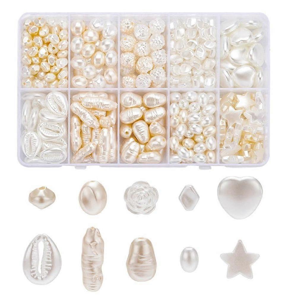 ABS Imitation Pearls Loose Beads with Hole for DIY Necklaces and Bracelets, Irregular Shape Art Beads for Jewelry Making