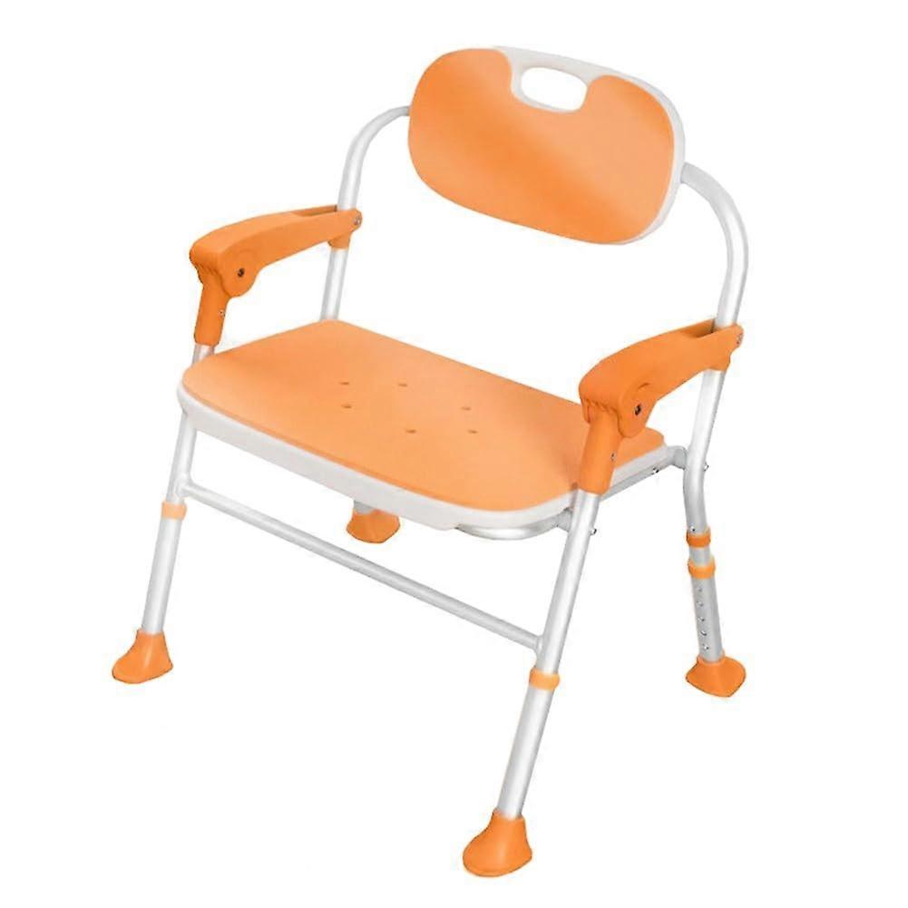 Shower chair for the elderly and disabled, with 5 speed settings, heightadjustable, waterproof, bathroom stool (Orange)