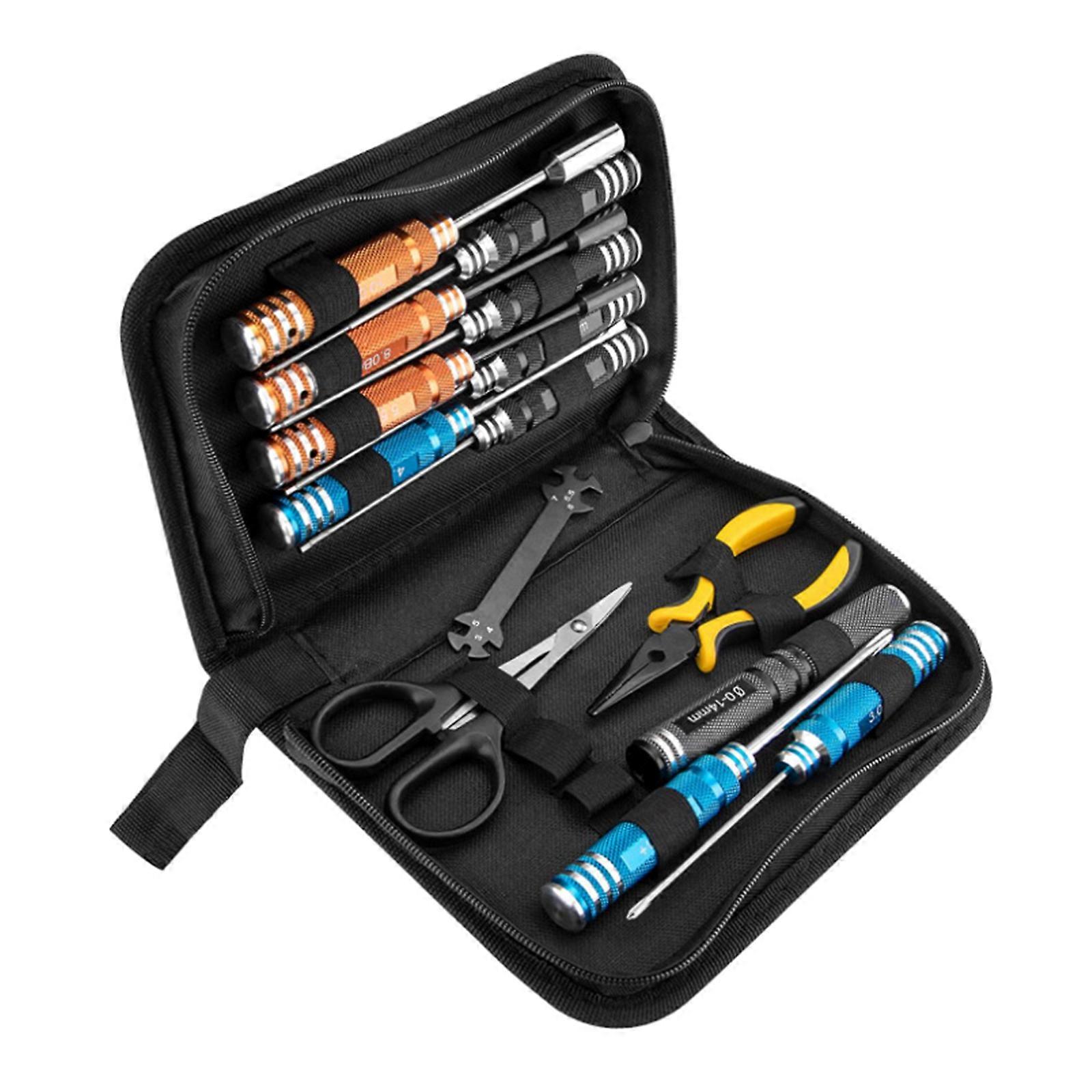 High Speeds Steel Rainbows Finish 14 Tool Set With Carrying Box For Aircraft Model Assembly And Electronics Repair Multicolor