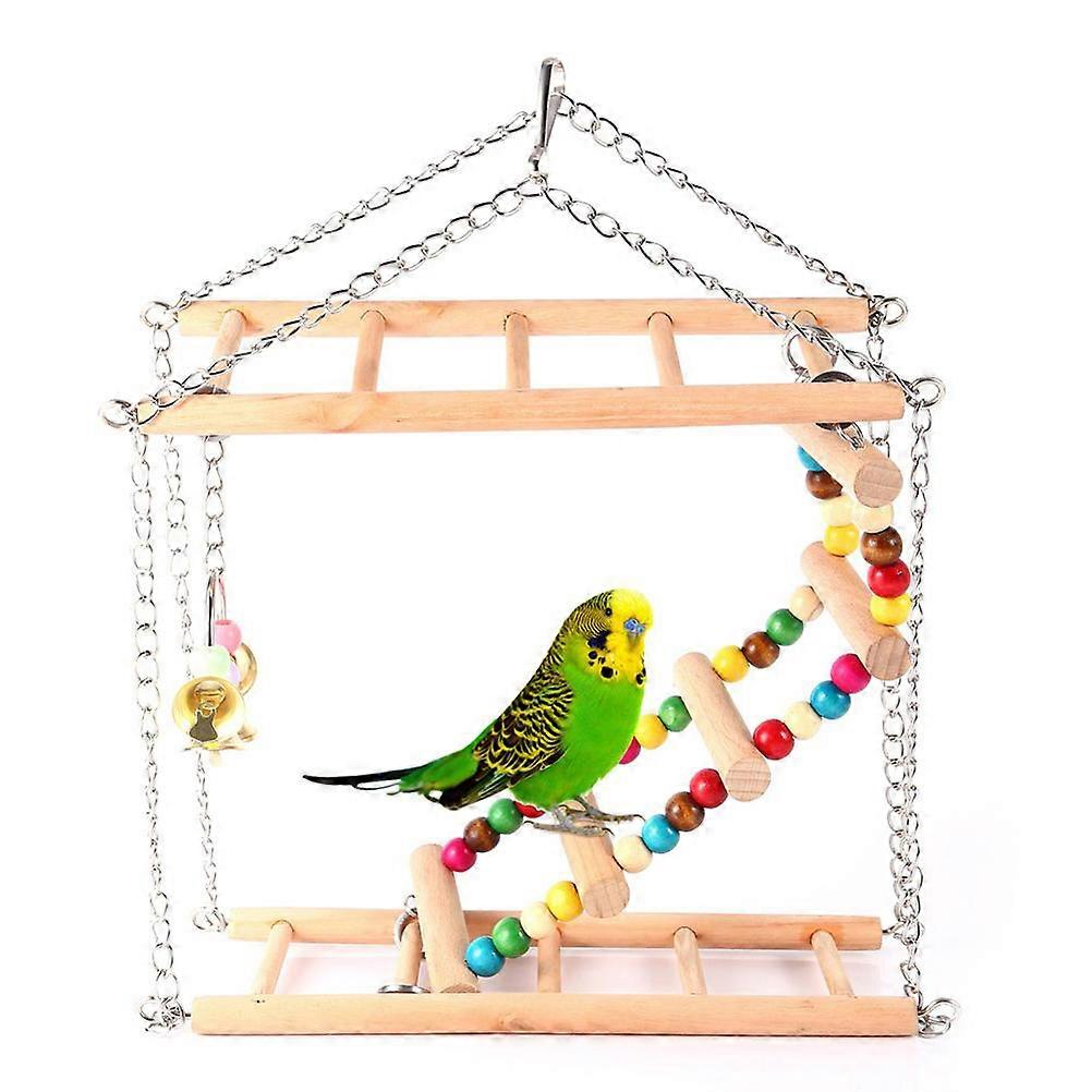 Swing Ladder Toy for Parrots Synthetic Material Pet Small Swing Parrot Toy Hanging Ladder Birds Accessories for Playing 23x7x36 Cm 1Set