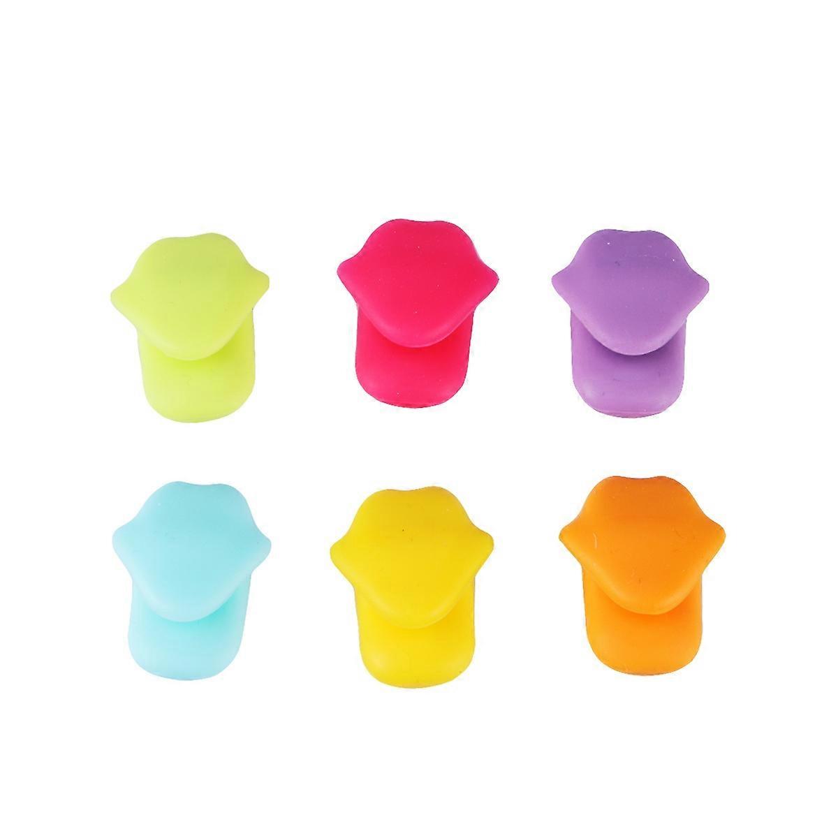 Non Slip Silicone Glass Marker Assorted Color For Beverage Bottle Dinners 6Pcs