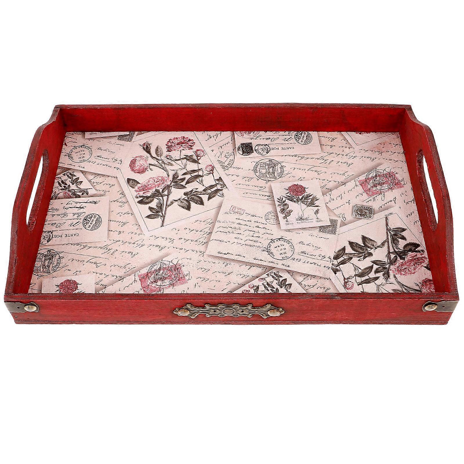 Round Serving Tray Serving Tray Wood Display Fruits Square 32.00X21.00X3.70CM Meticulously Crafted 1Set