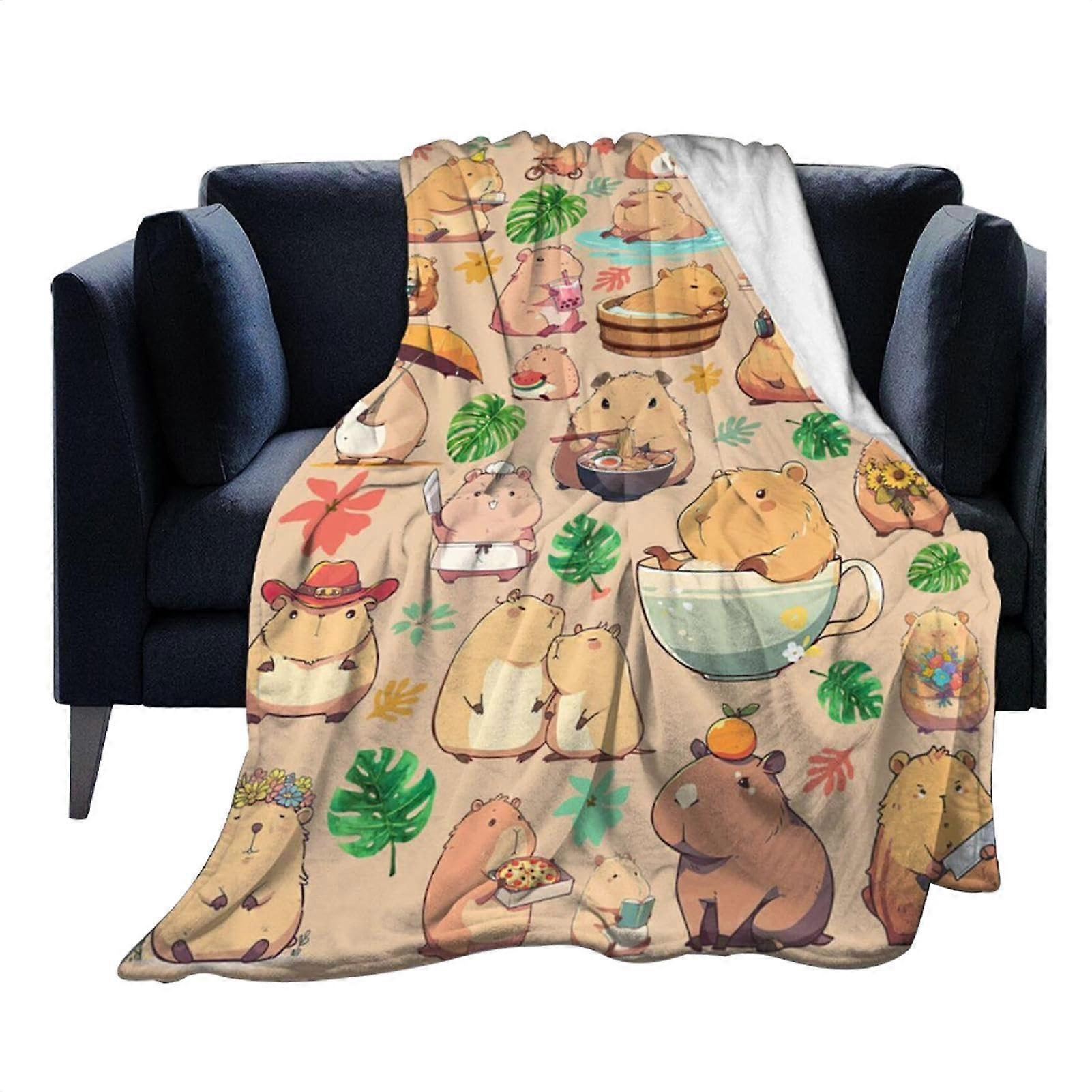 Capybara Plush Blanket Soft Duvet for Bed, Sofa, 130x100 cm