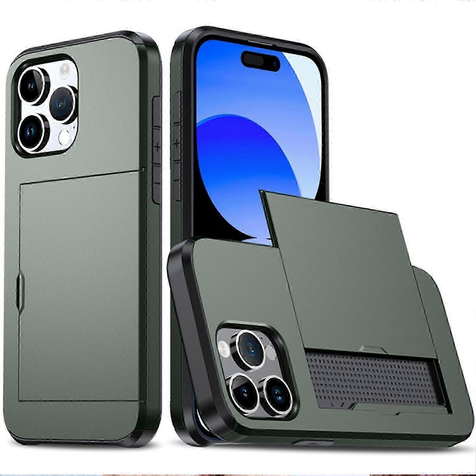 for iPhone 15 Pro Max/15 Ultra Case with Card Holder Heavy Duty Protective Dual Layer Shockproof Hidden Card Slot Slim Wallet Case 15 Pro Max