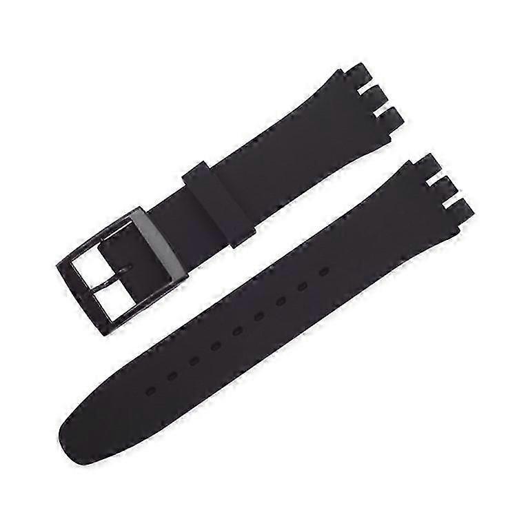 19mm Waterproof Solid Color Watch Strap Silicone Watchband with Pin Buckle for Swatch