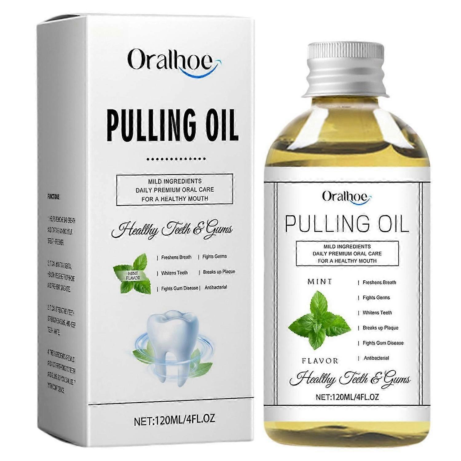 Huile d’attraction, huile de noix de coco biologique pure Tirant 4 oz saveur de menthe, l’haleine fraîche nettoie les taches d’odeur