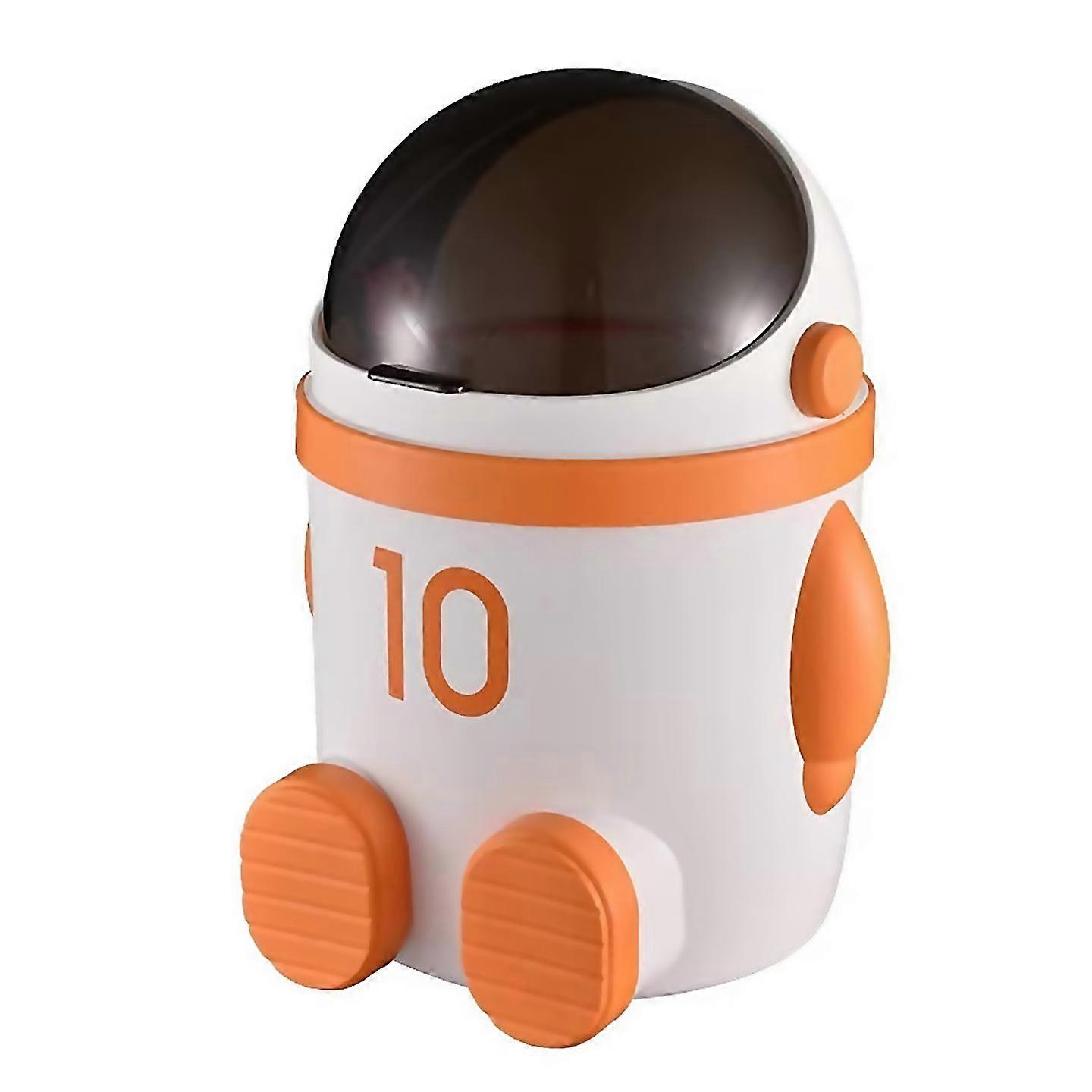 For Astronaut-themed Trash Can With Lid, Large Capacity, Orange