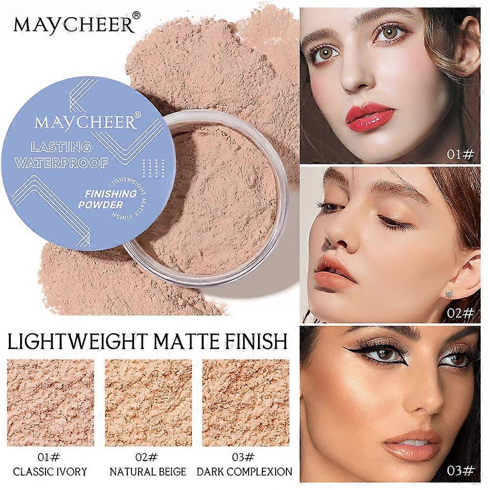02# NATURAL BEIGE(B)$MAYCHEER αδιάβροχη πούδρα ρύθμισης μακιγιάζ μακράς διαρκείας φυσικά περιγράφει, κρύβει, φωτίζει και δεν κολλάει στην πούδρα