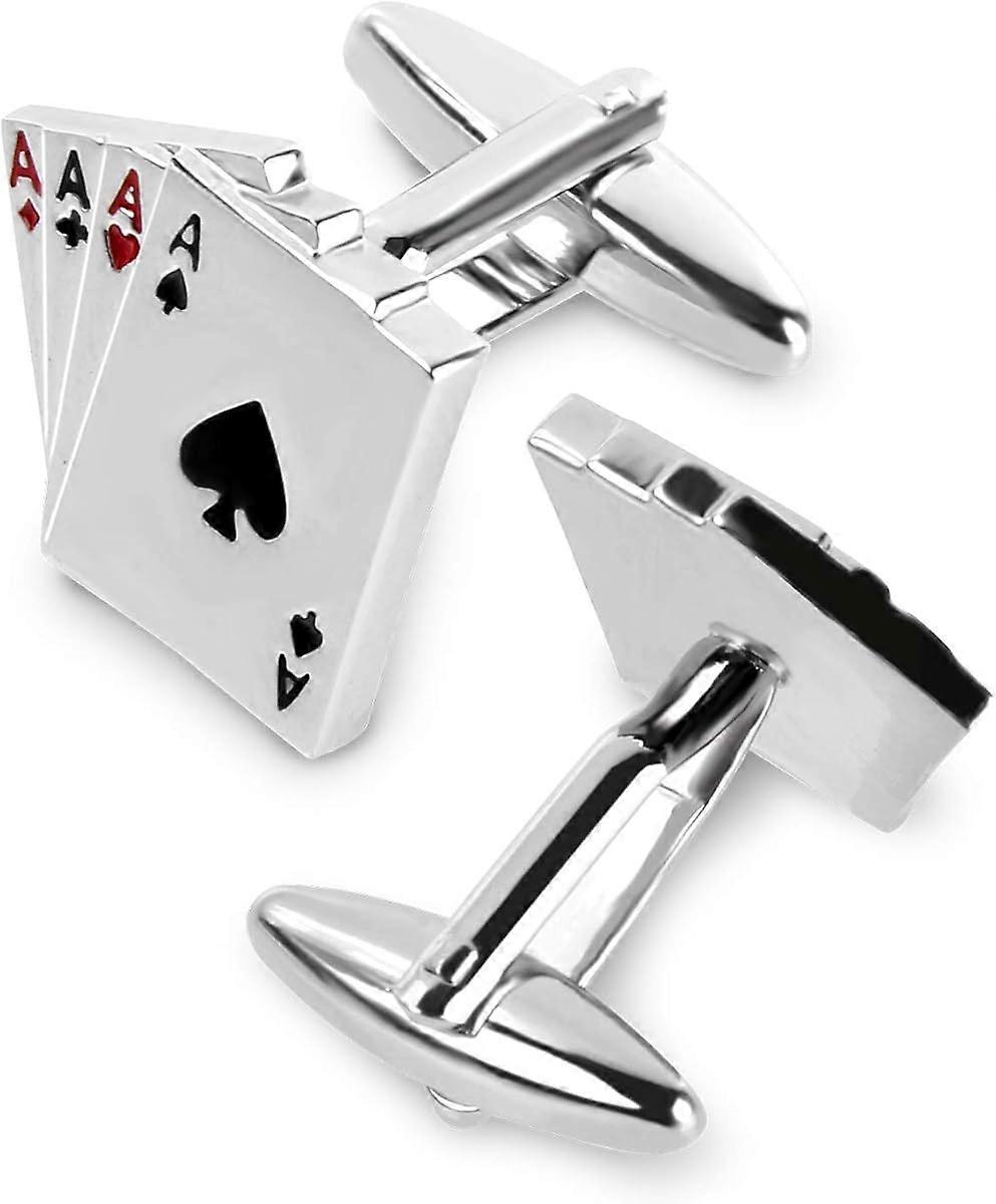 Men's Jack Playing Cards Exquisite Cufflink  Tie Clip Set for Men