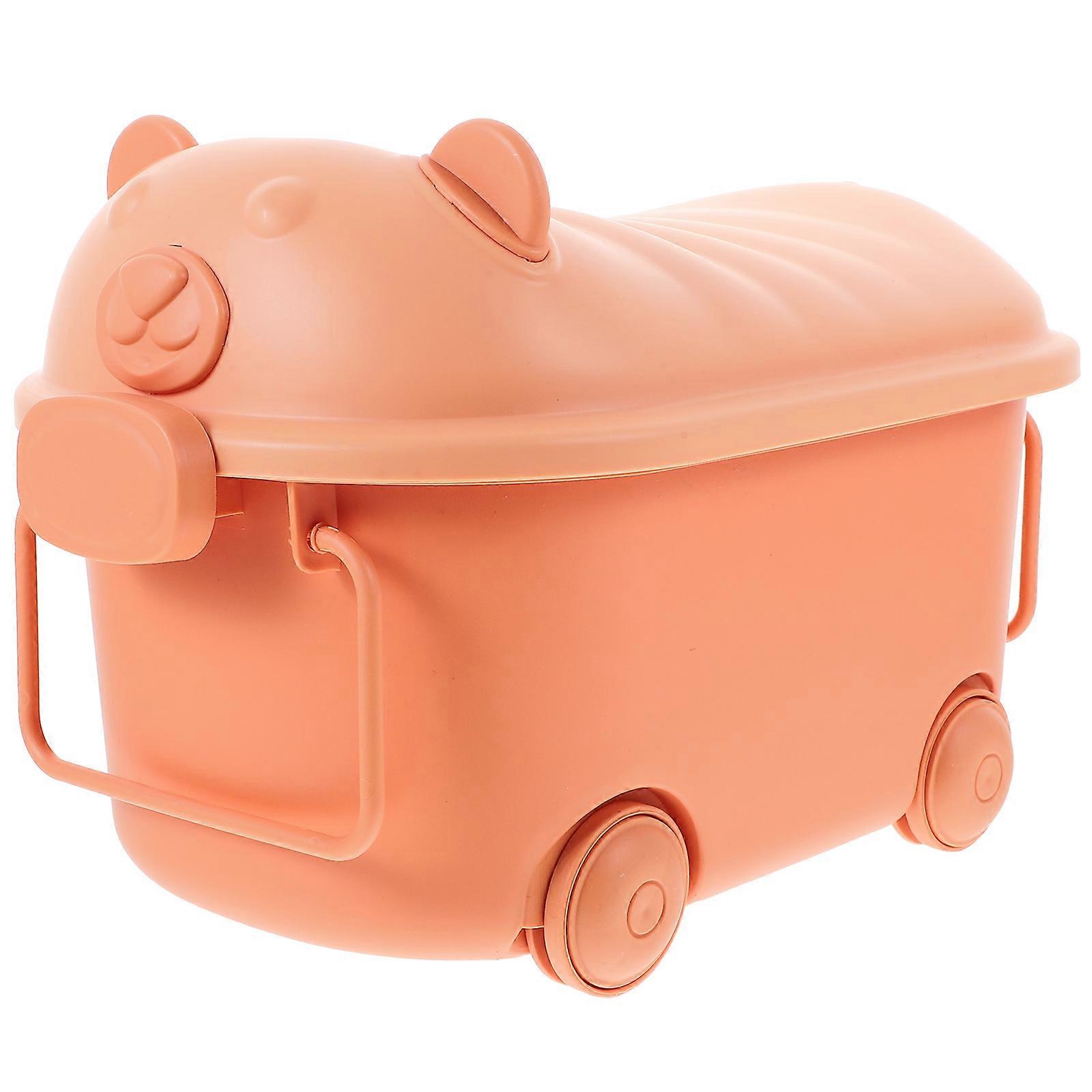 Wheeled Toy Box Rounded Edges Large Capacity Storage Bin Home Use 29x18.5x18.5cm 1Pack
