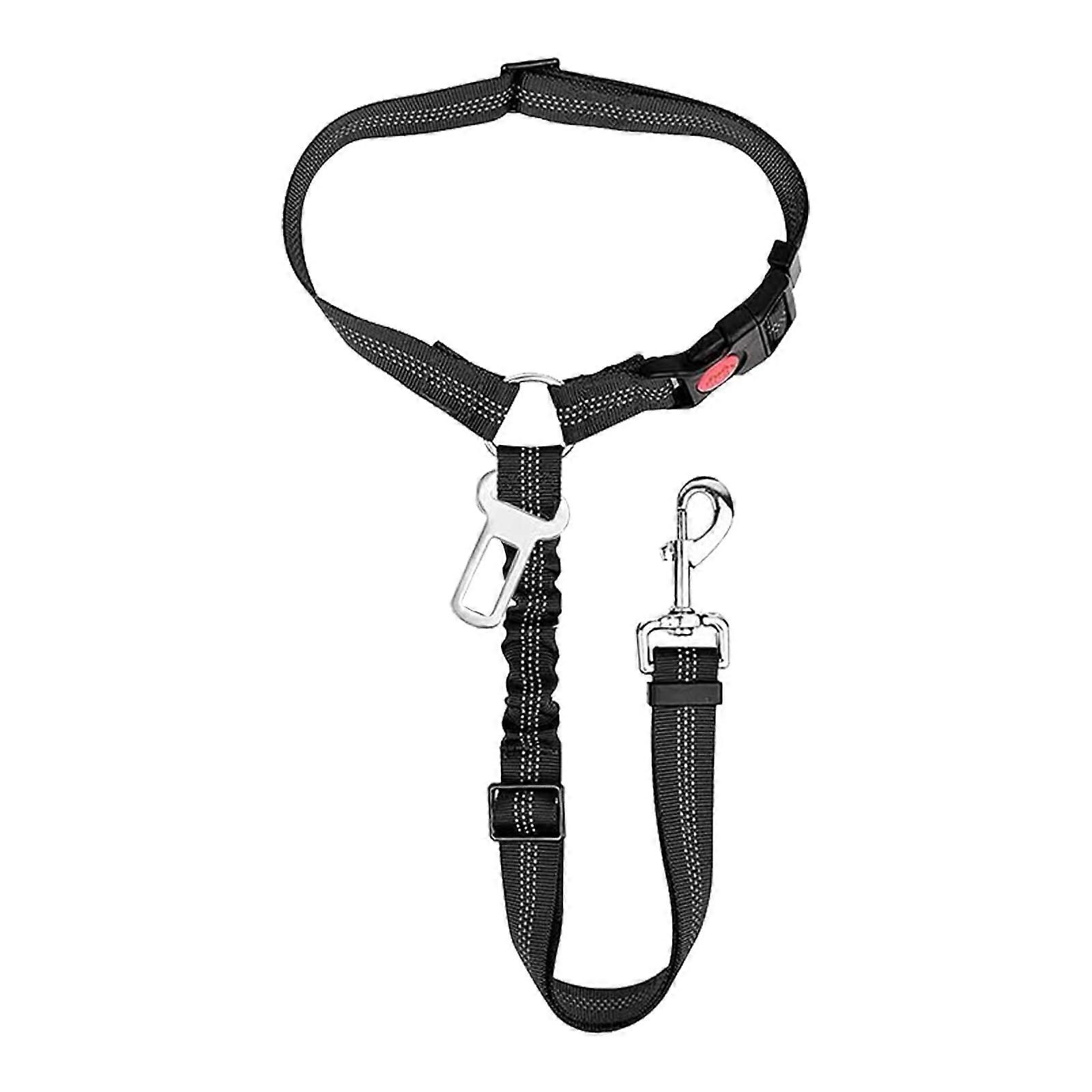 Strong Bungee Dog Lead for Large/Medium Dogs, Padded Handle, Metal Hooks, Elastic Shock Absorber, Black