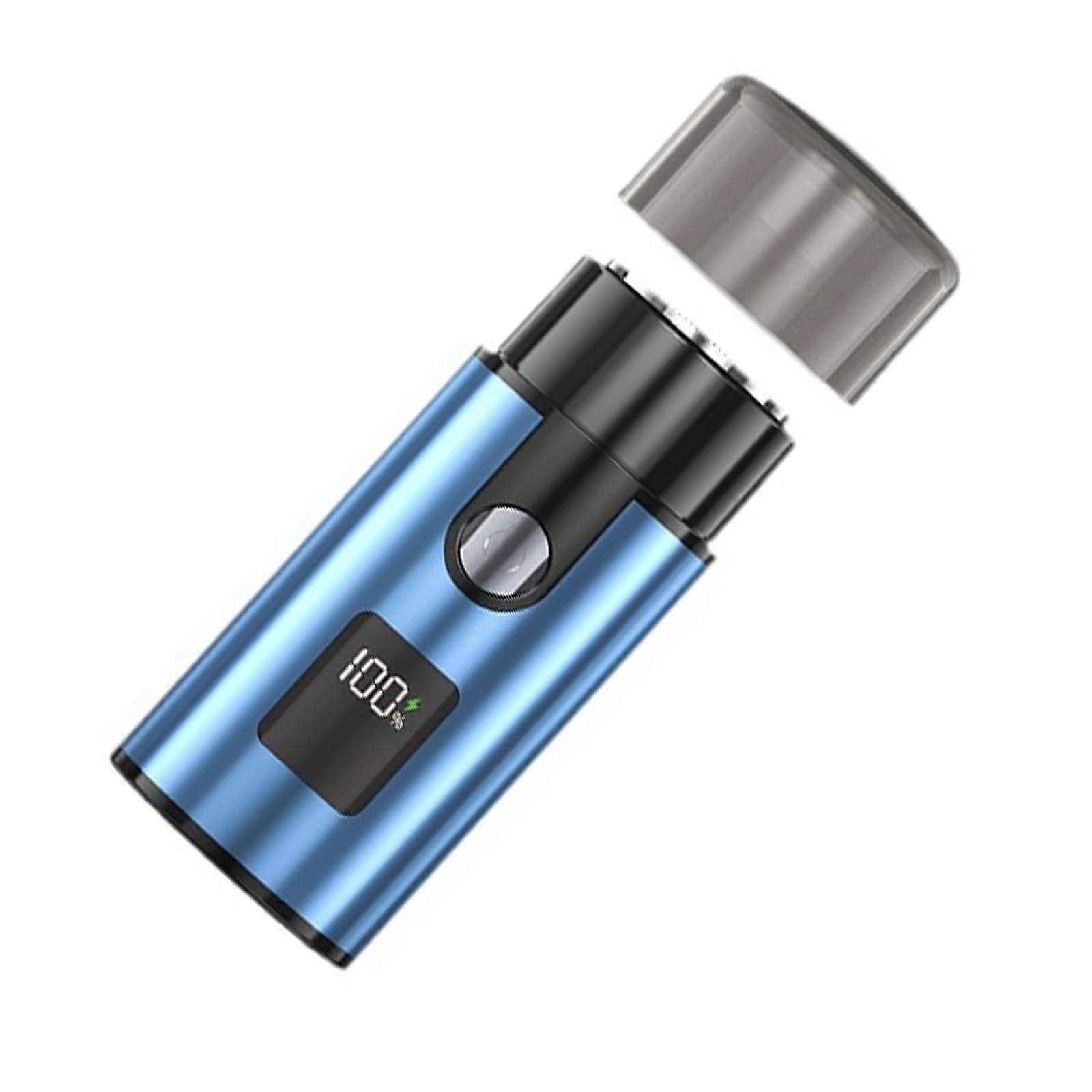 Travel Friendly Beard Shaver with LED Display, Electric Grooming Device in Blue, ABS Material, Portable Shaver for Men