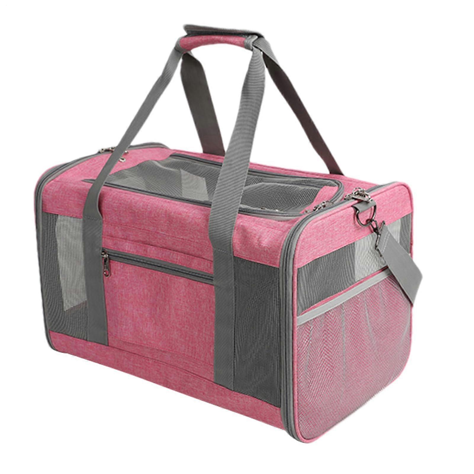 Pet Transport Bag | Collapsible Cat Carrier Backpack for Travel, Camping, and Outdoor Use | Breathable Pink Cat Tote for Hiking and Shopping