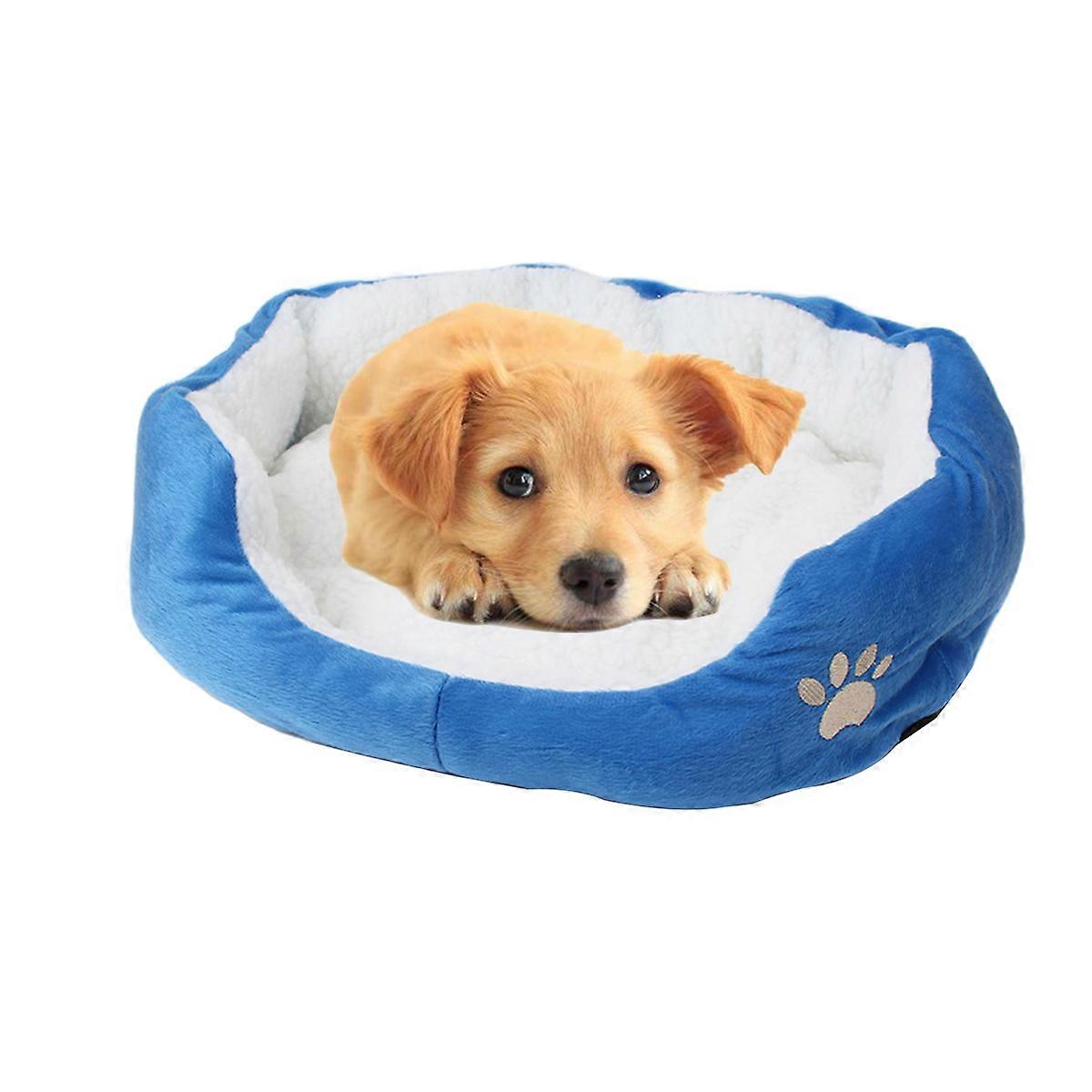 Pet Yatak Yuva Küçük Köpek Yatağı Rahat Sıcak İç Mekan Kullanımı Mavi 50x40x15 cm Yumuşak Kuzu Kaşmir Dolgu 1 Takım