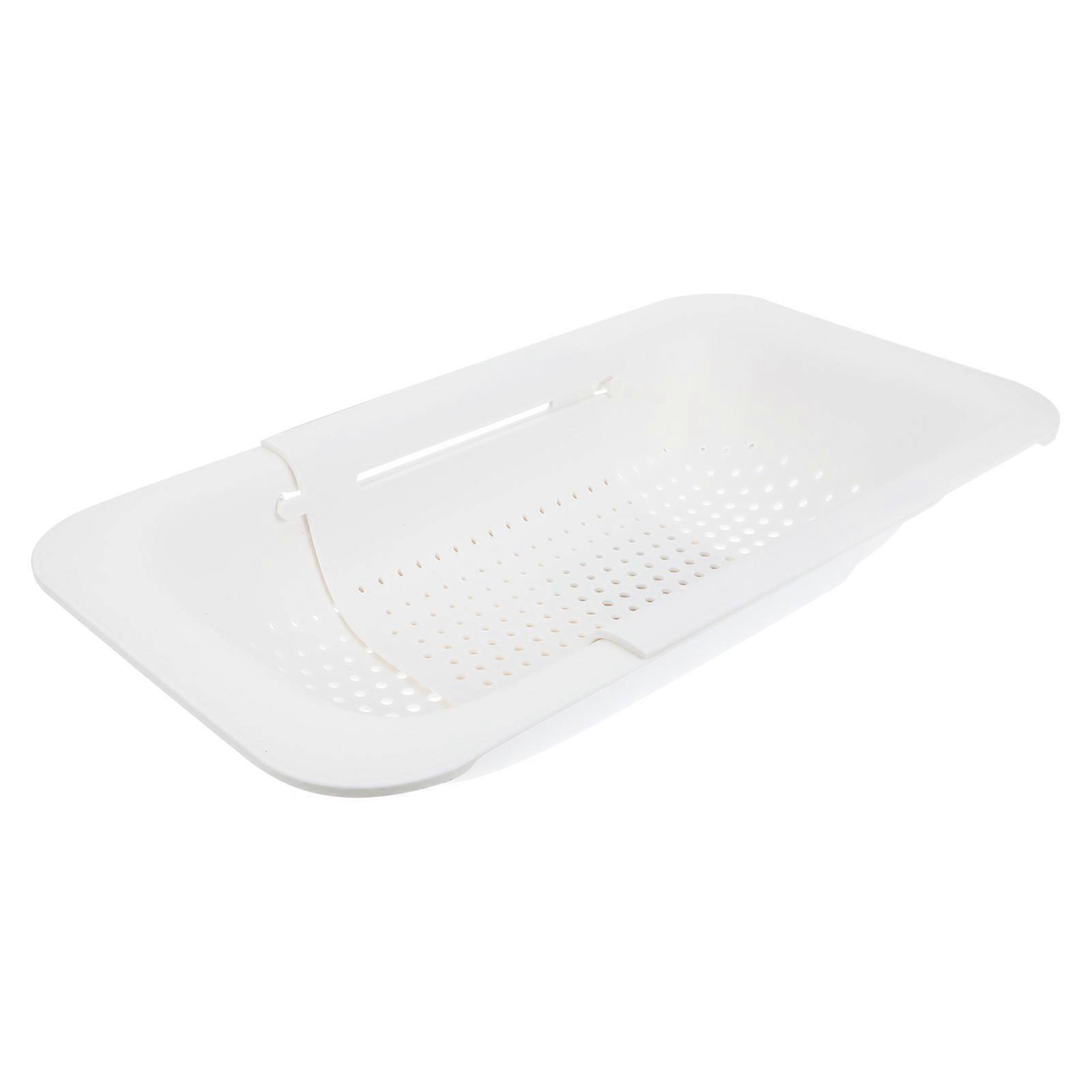 Kitchen Multi-Functional Drain Basket Rectangular Shape for Straining Pasta White Color 37X20X8CM 1Pack