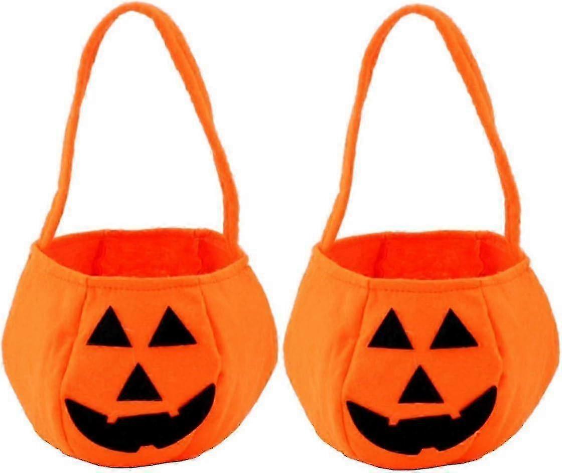 Halloweenowe torby na cukierki lub psikusy z dyni dla dzieci - 2-pak woreczków do przechowywania cukierków z włókniny na kostiumy i imprezy Halloween